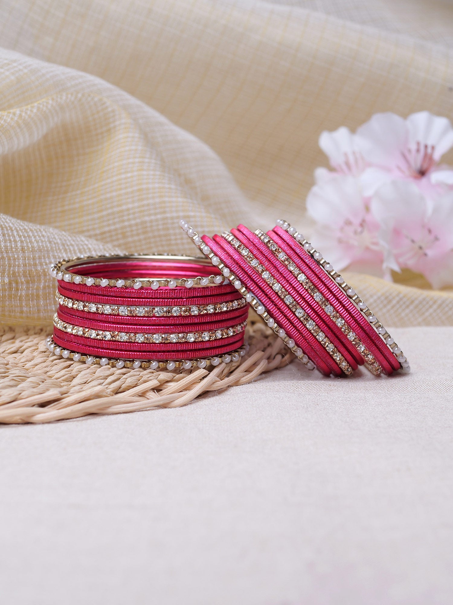 Siara Children's Bangle Set in Hot Pink
