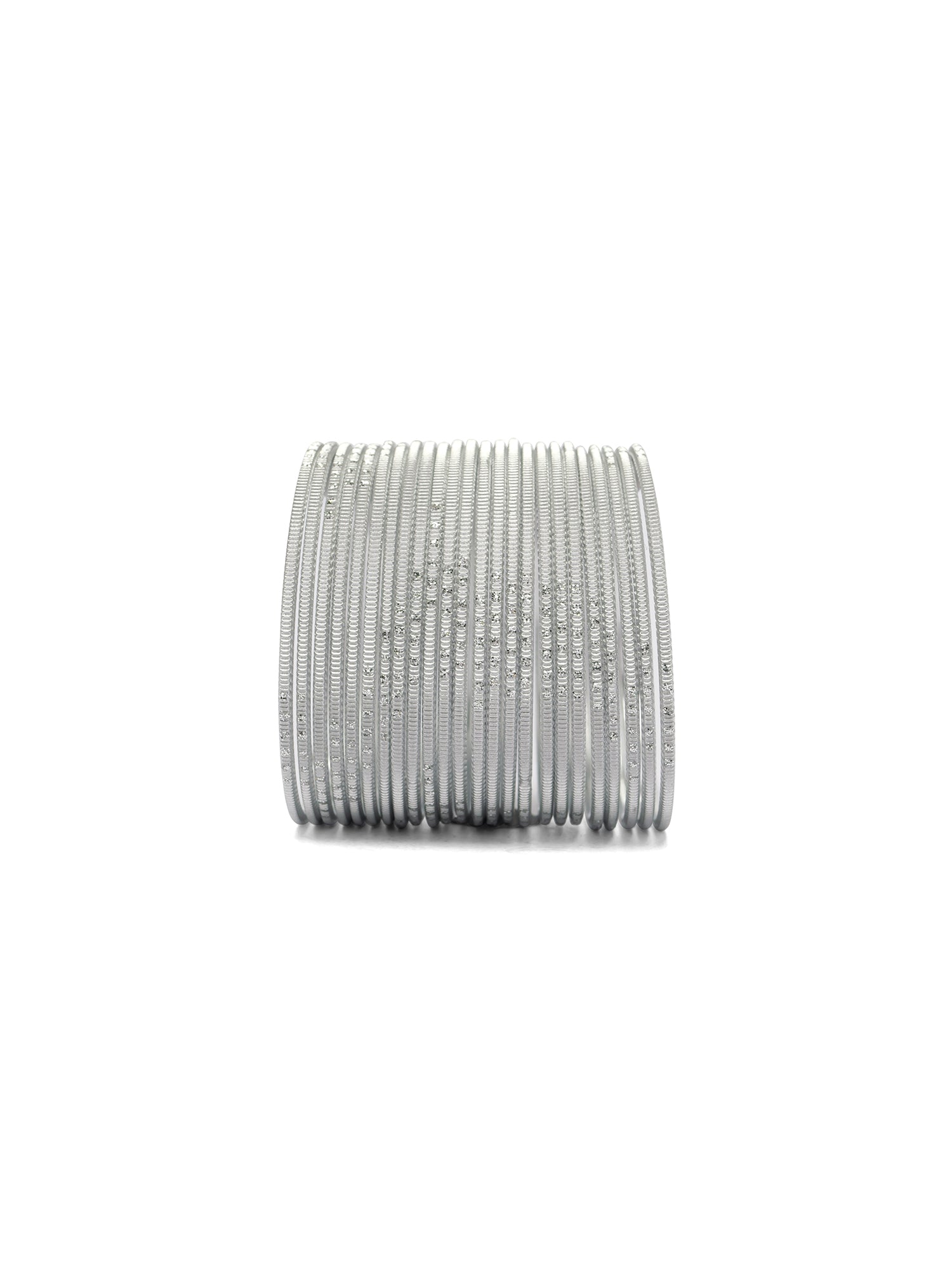 Silver Glitter Etched Bangles