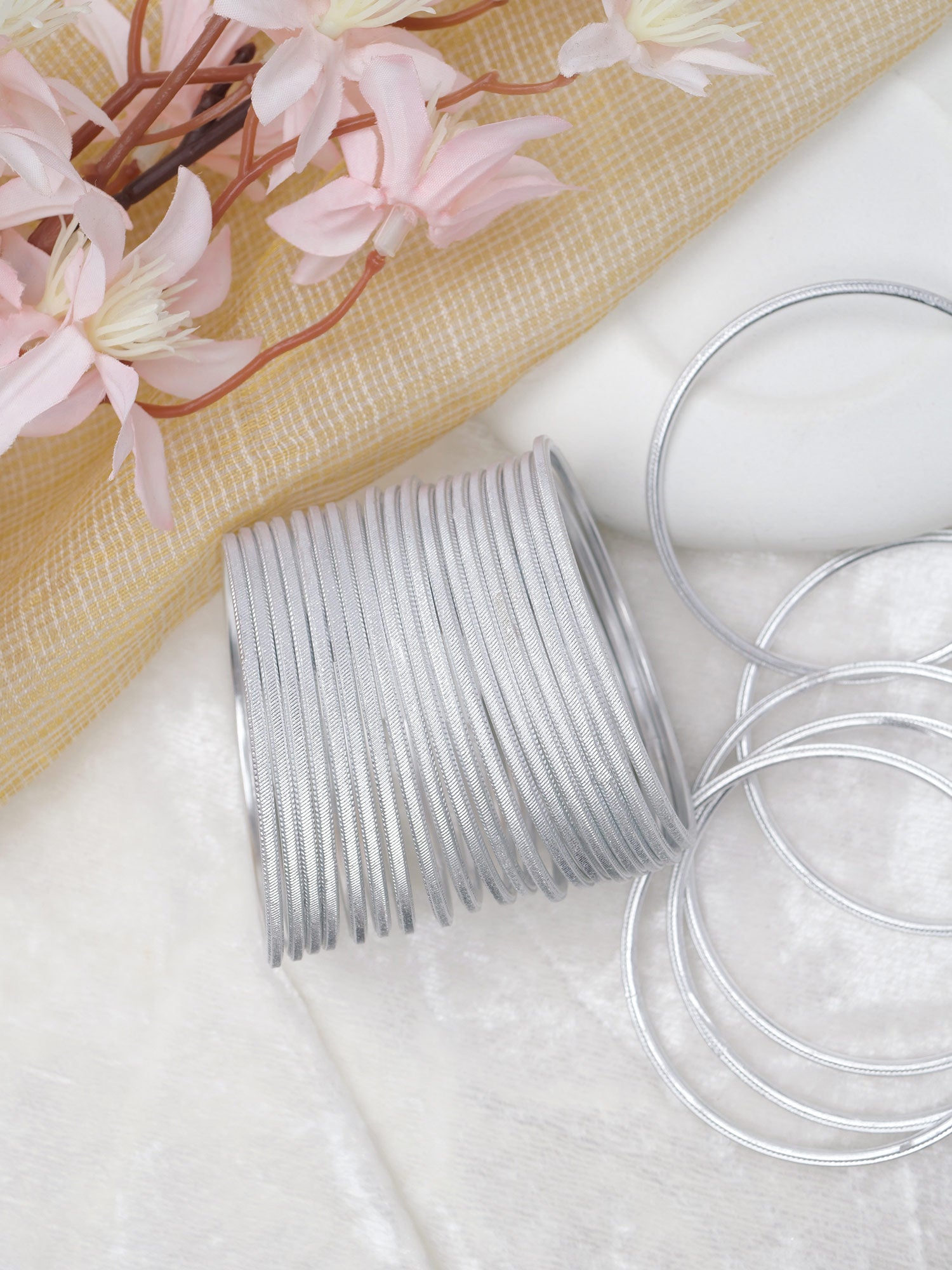 Silvery White Shimmer Bangles