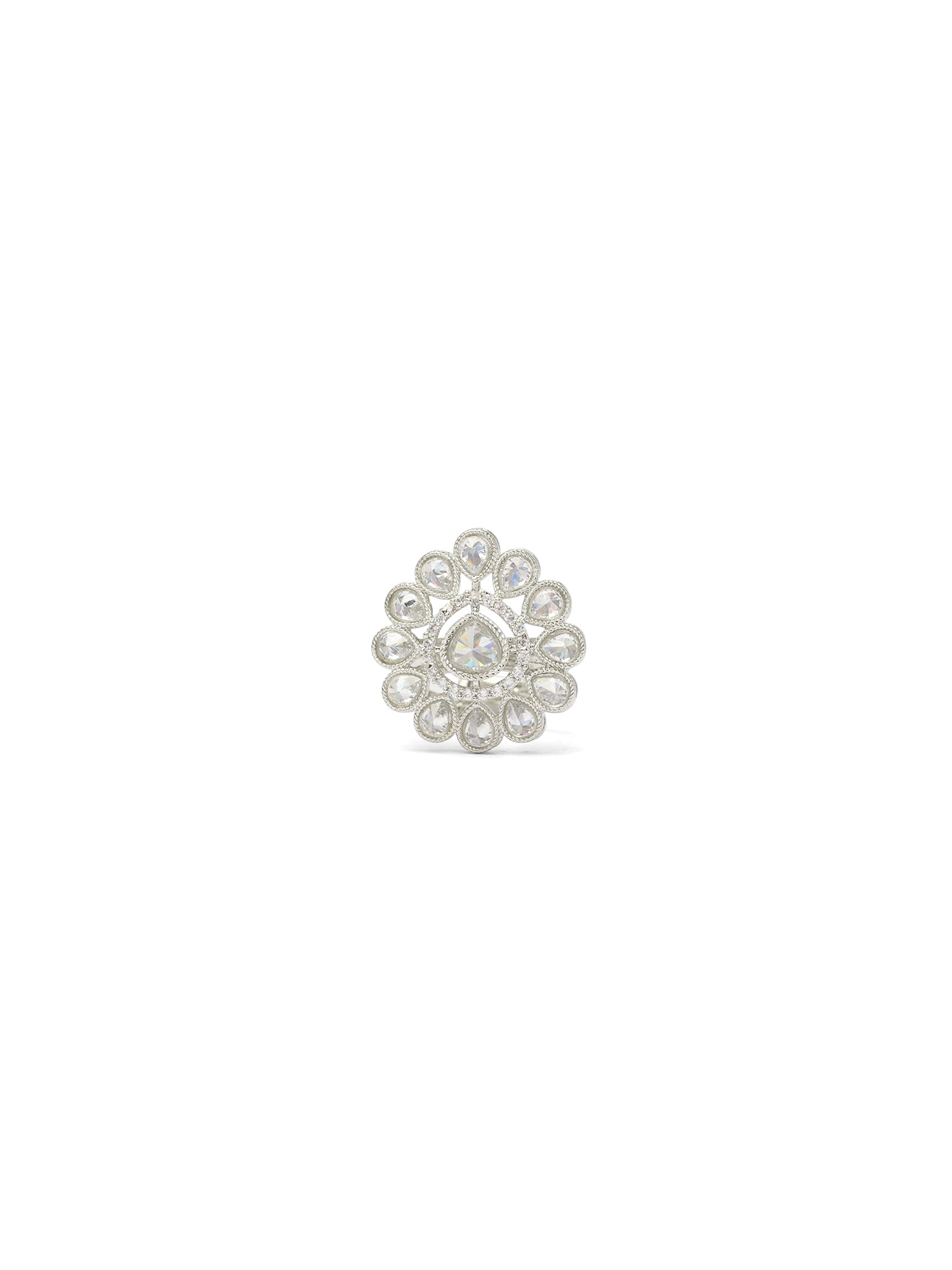 Simran Ring in White and Rhodium