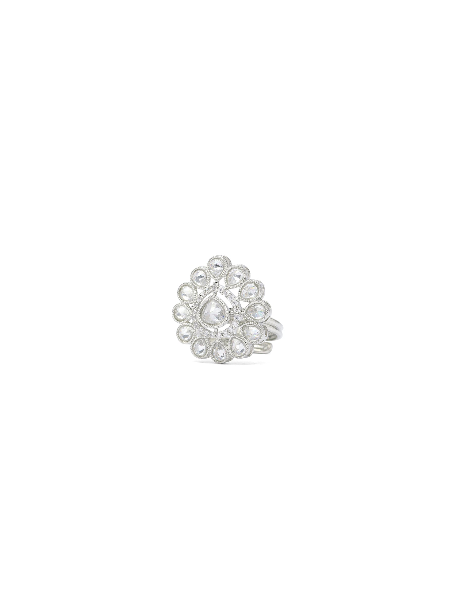 Simran Ring in White and Rhodium