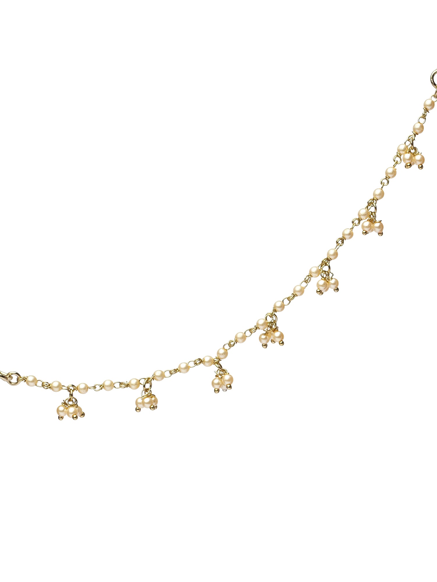 Single Line Pearl Ghungroo Ear Chains in Cream