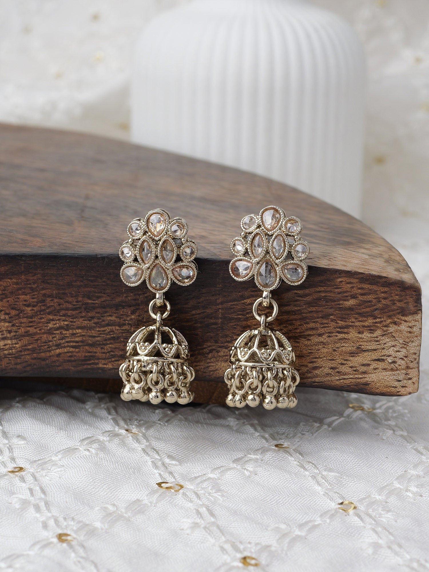 Sitara Jhumka Earrings in Antique Gold