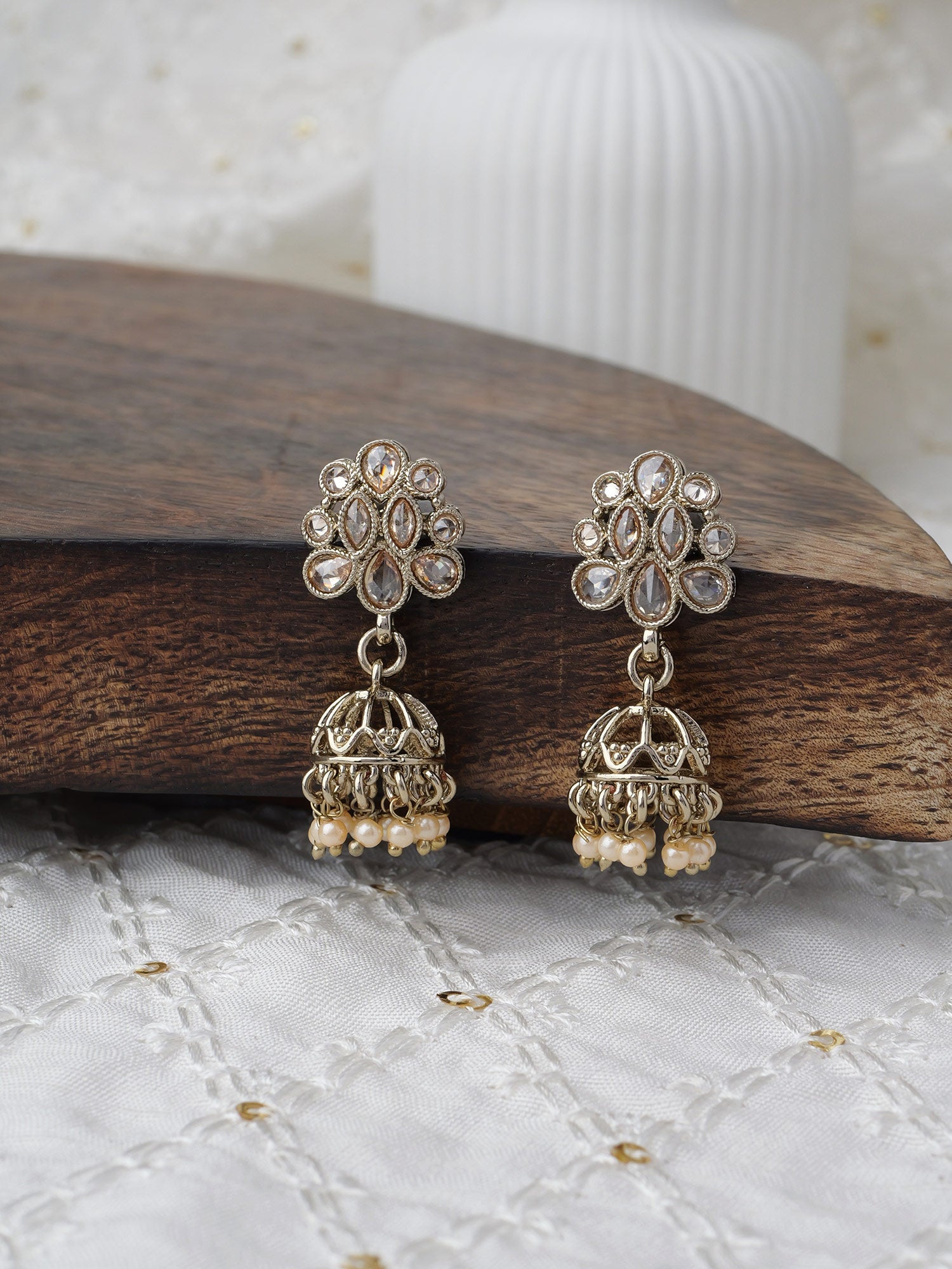 Sitara Jhumka Earrings in Champagne
