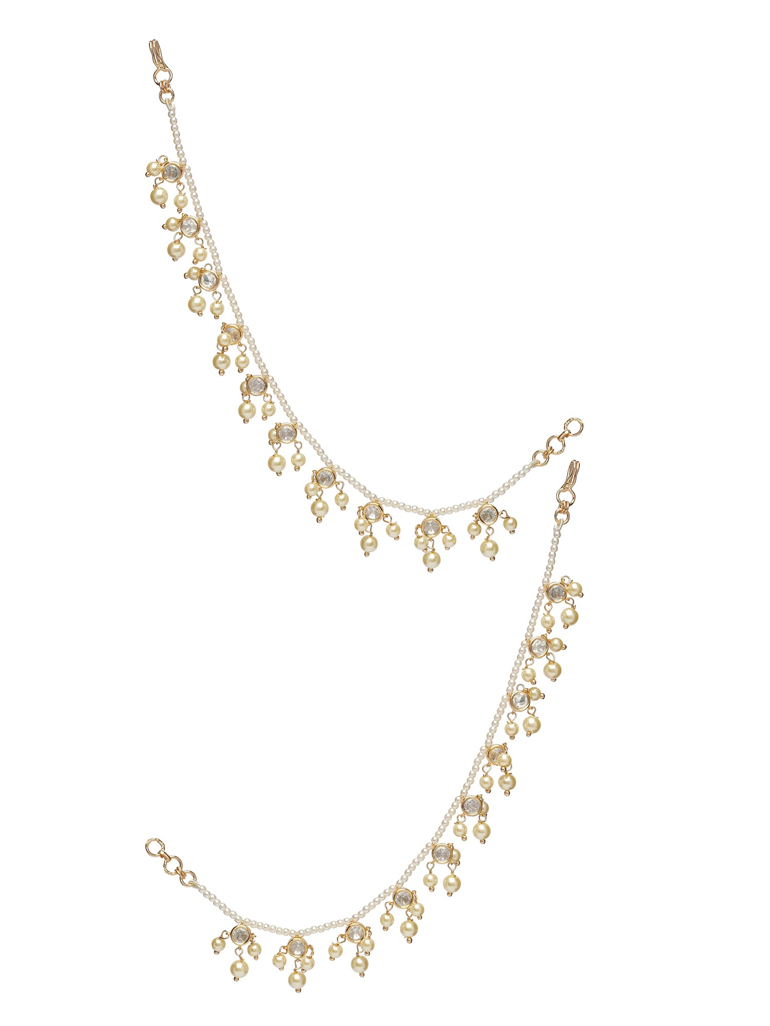 Siyana Kundan Ear Chains in White