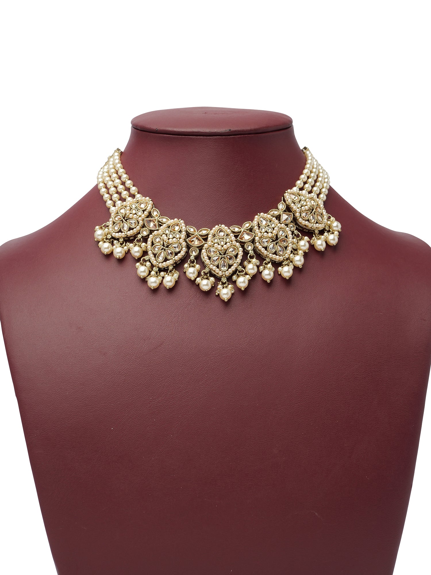 Siyana Pearl Necklace Set in Champagne