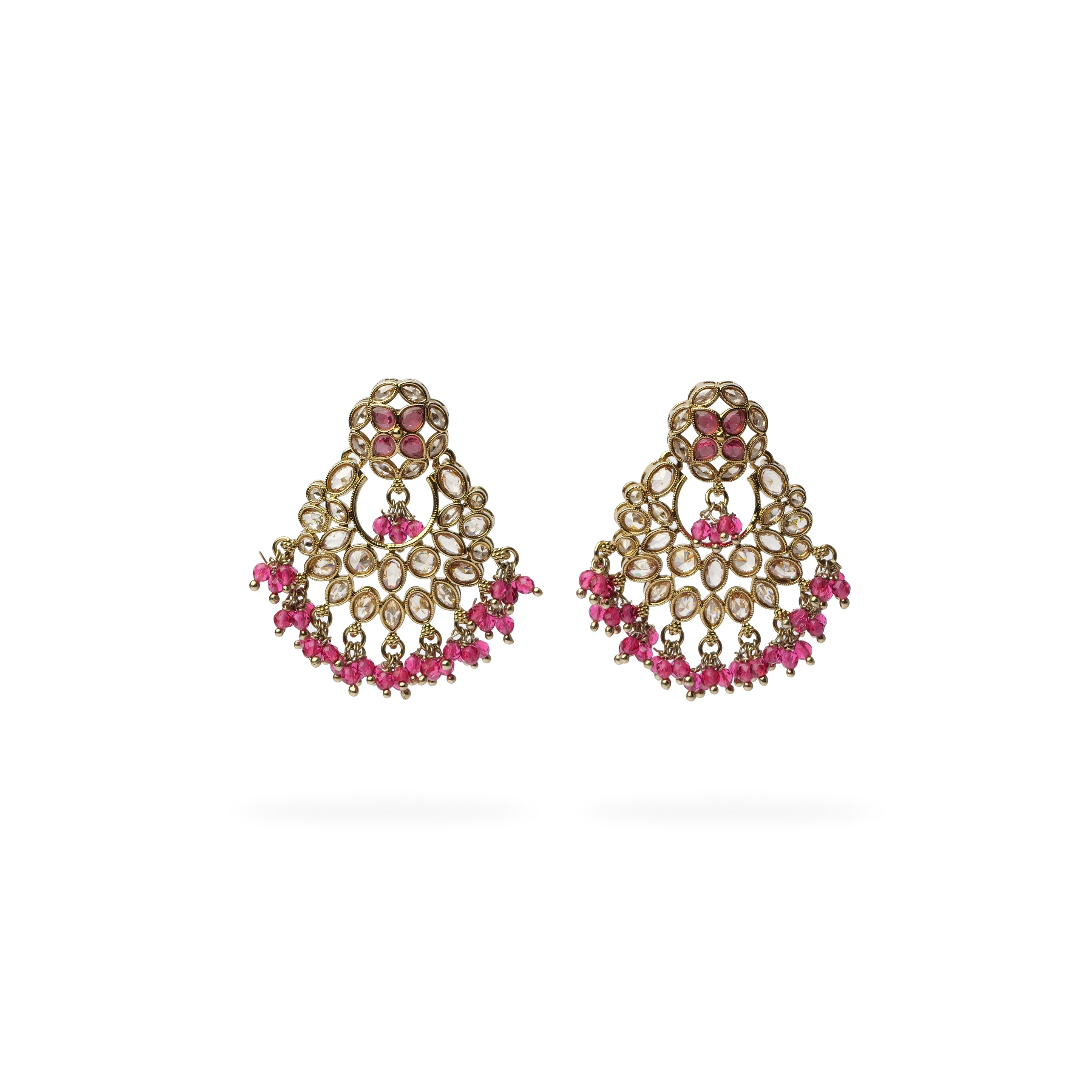 Sajna Chandbali Earrings in Hot Pink