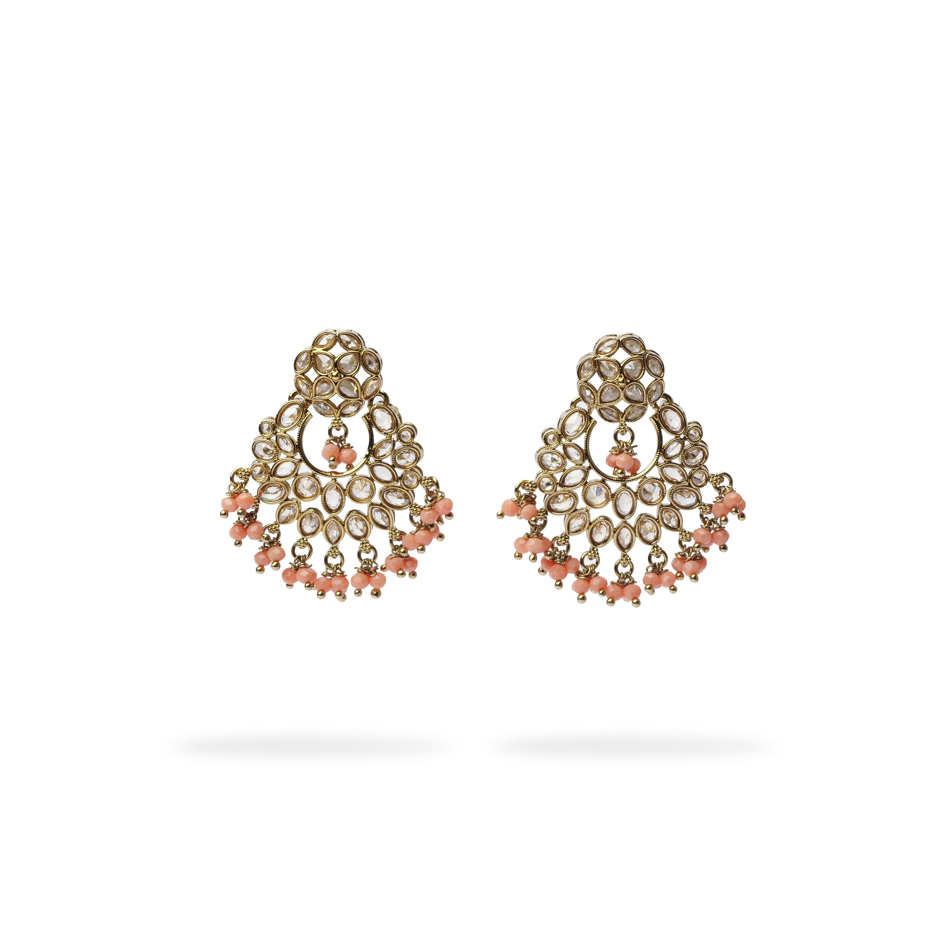 Sajna Chandbali Earrings in Peach