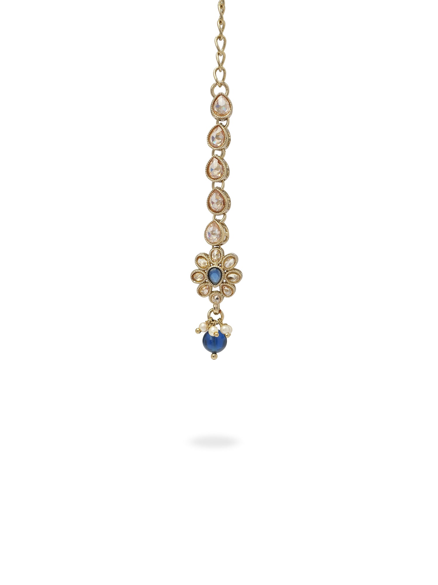 Small Floral Maang Tikka in Blue