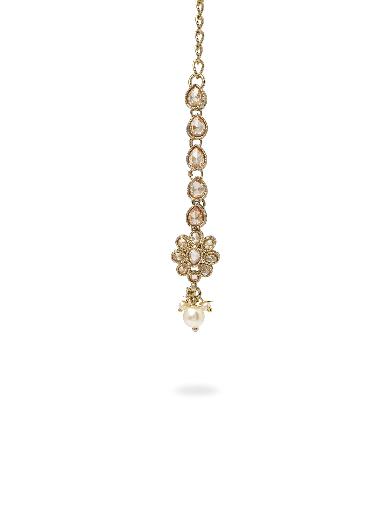 Small Floral Maang Tikka in Champagne