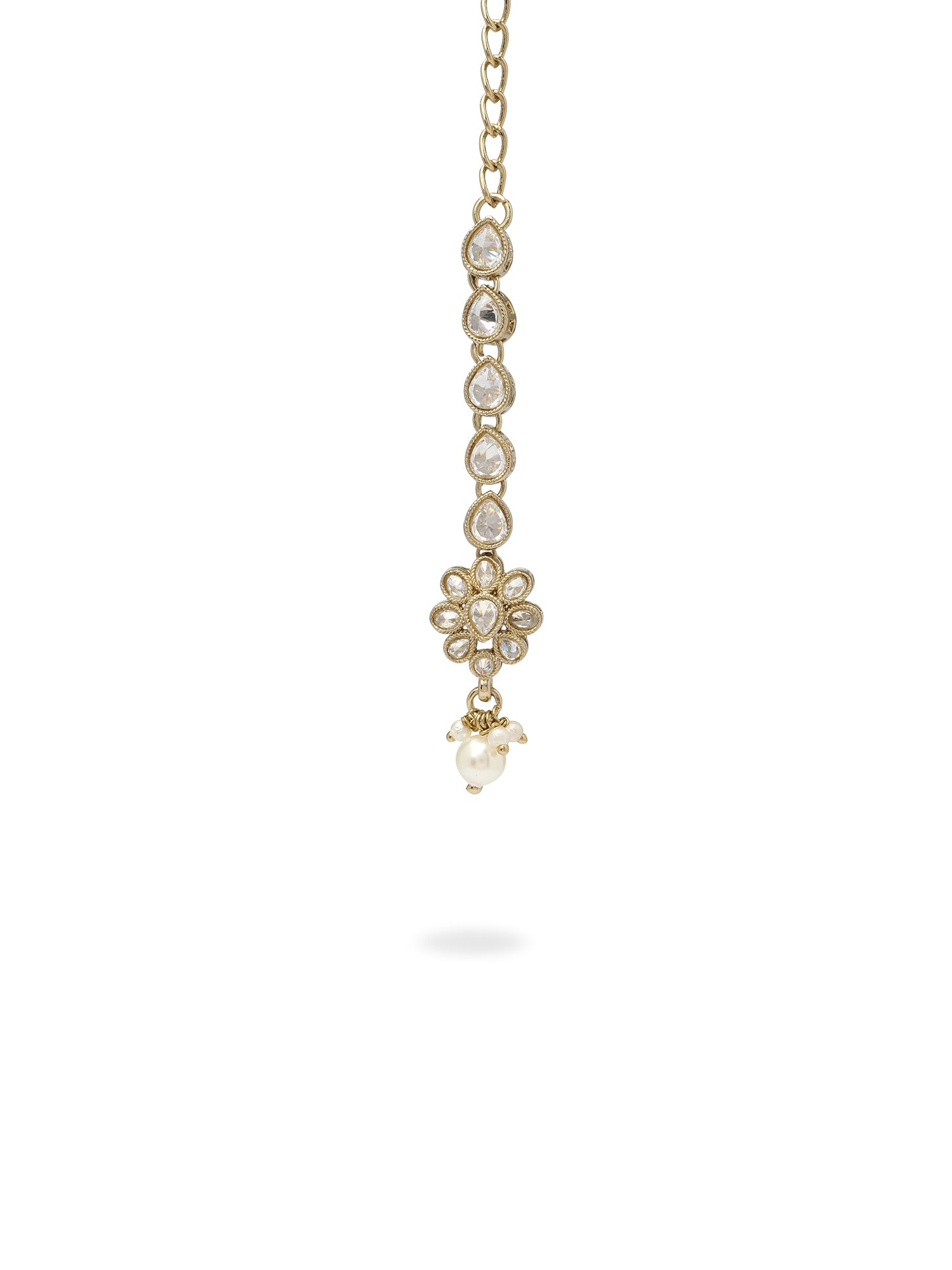 Small Floral Maang Tikka in White
