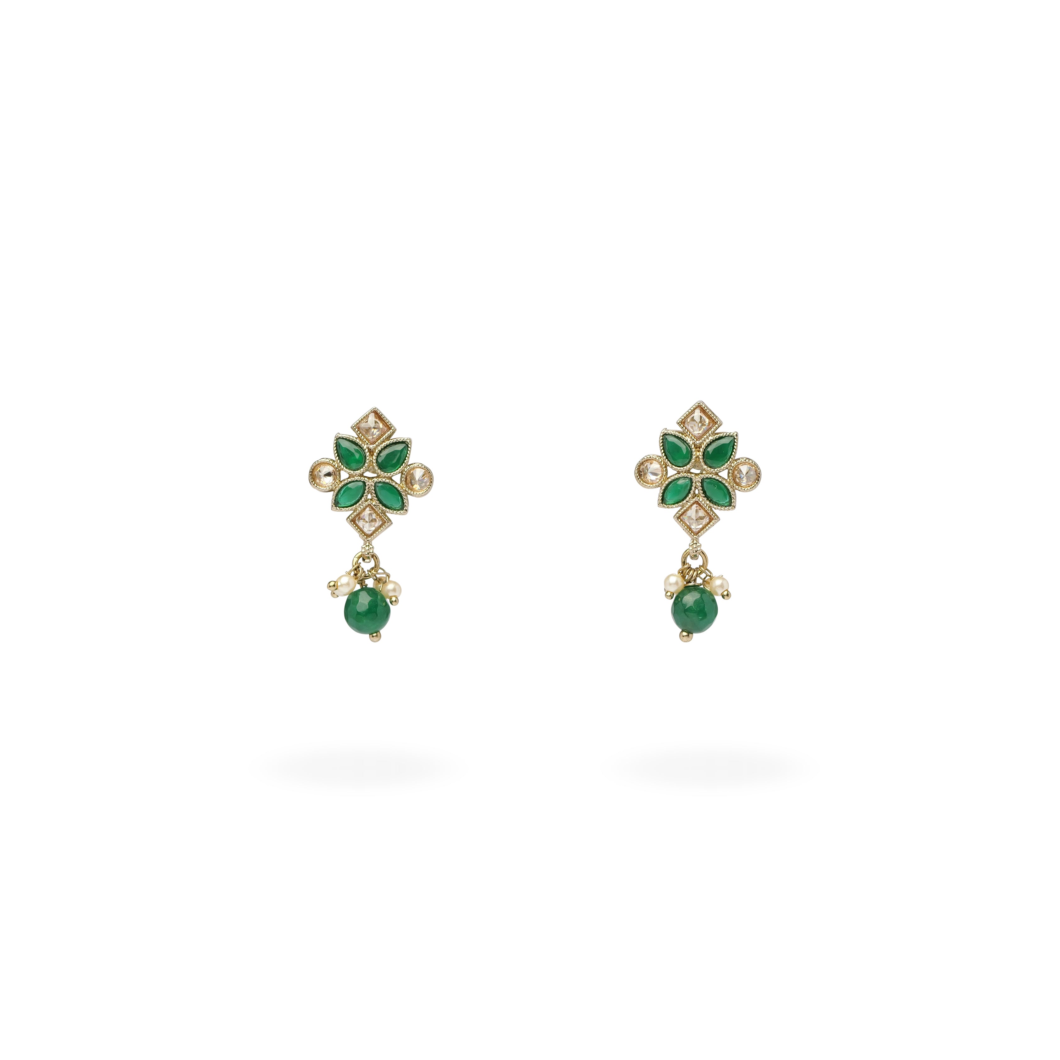 Soha Small Earrings in Pearl and Green