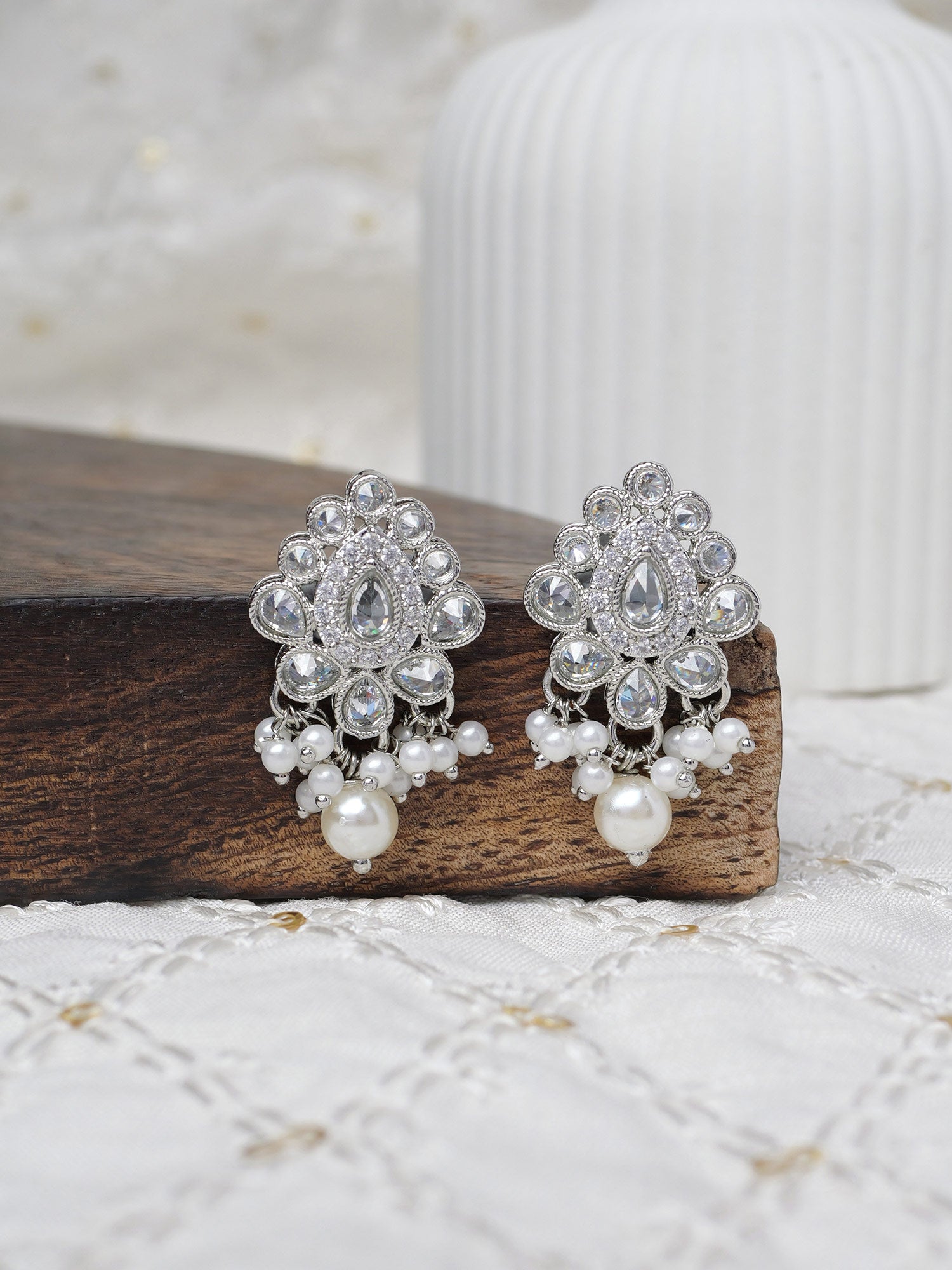 Sonal Small Earrings in Rhodium