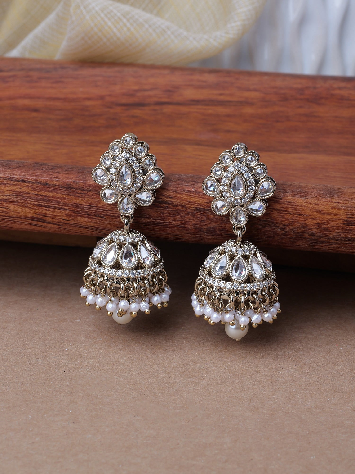 Sonal Pearl Jhumka Earrings in White