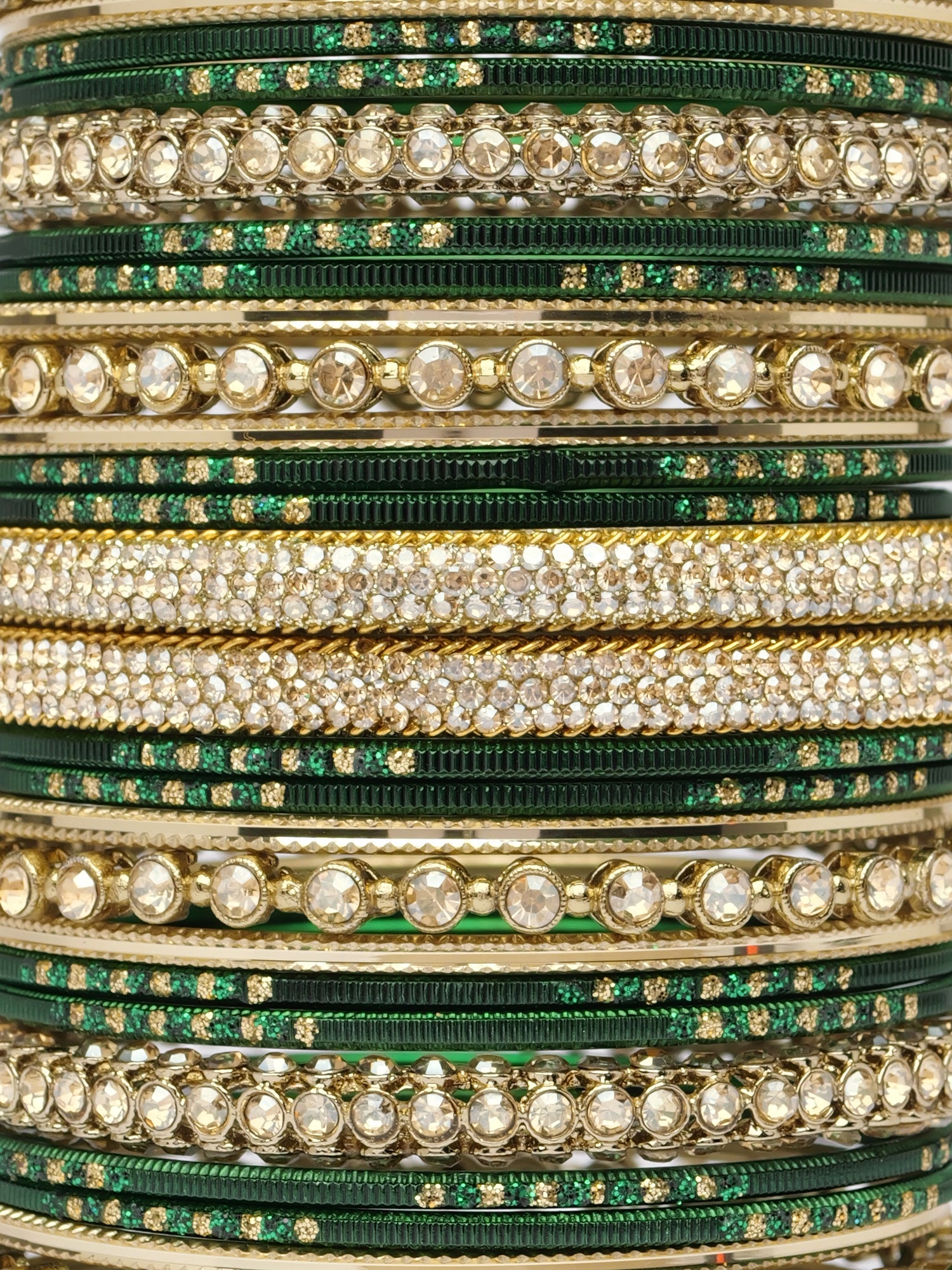 Sonari Bangle Set in Green and Antique Gold