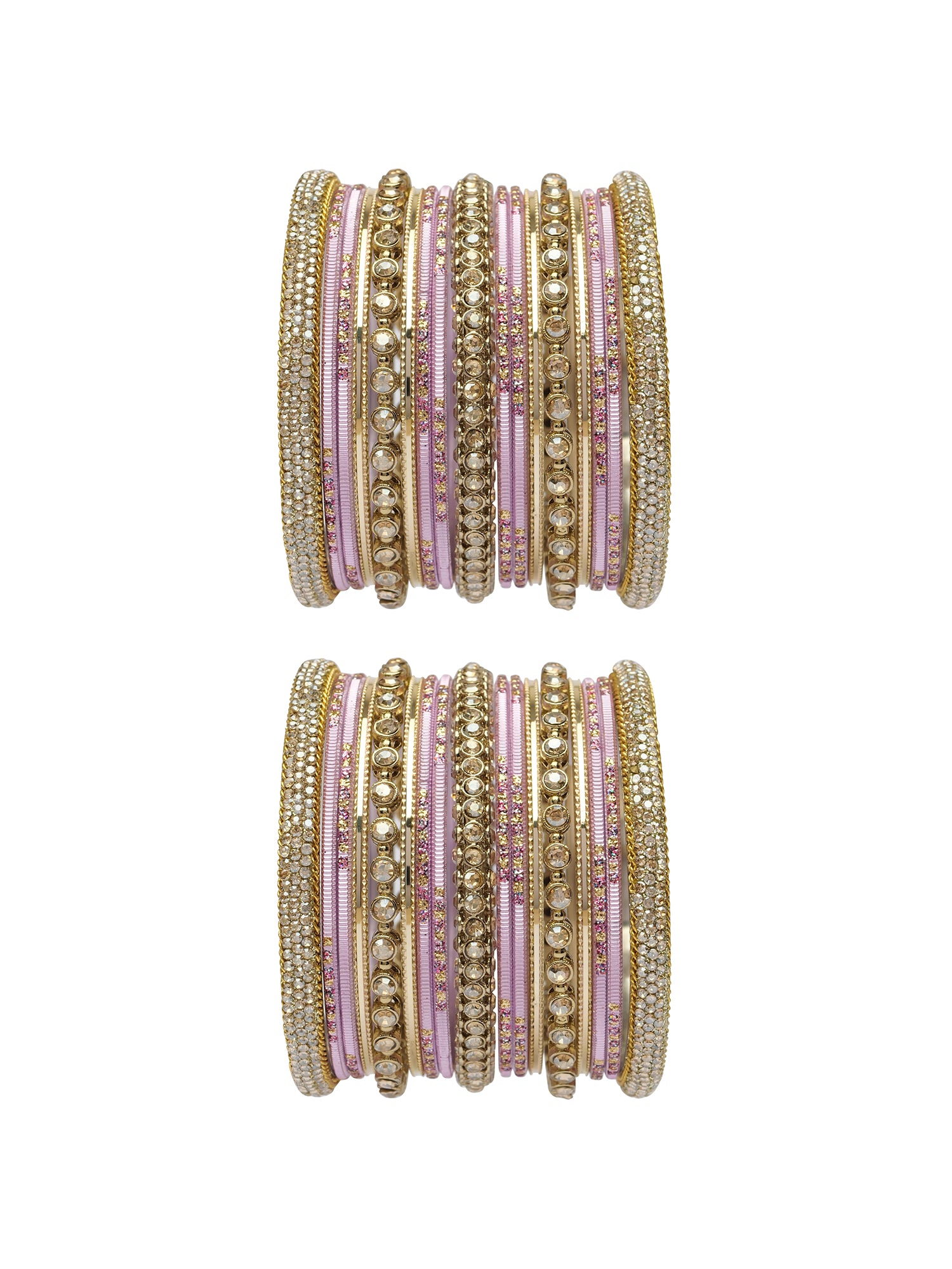 Sonari Bangle Set in Light Pink and Antique Gold
