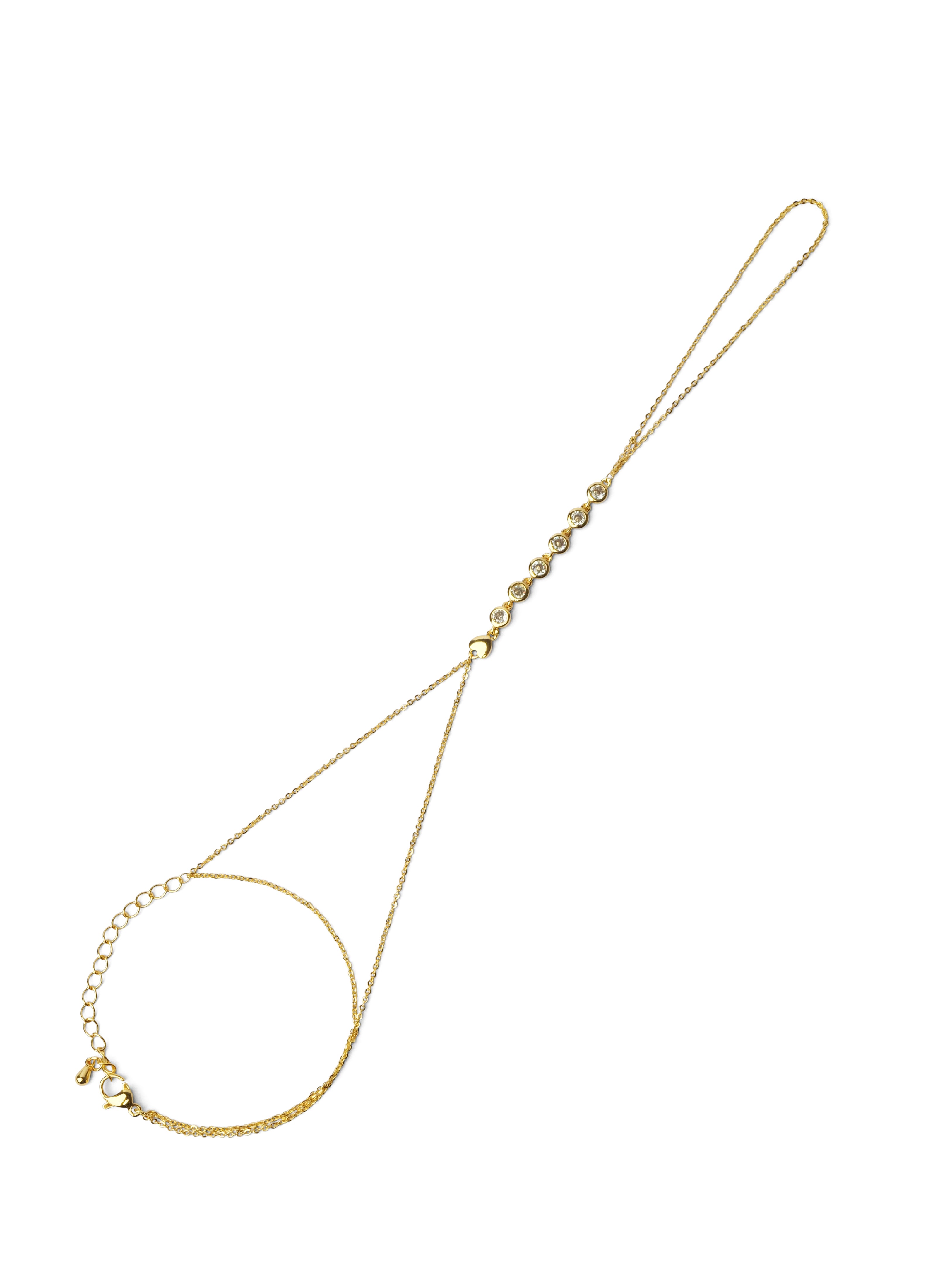 Sophia Cubic Zirconia Hand Chain in Gold