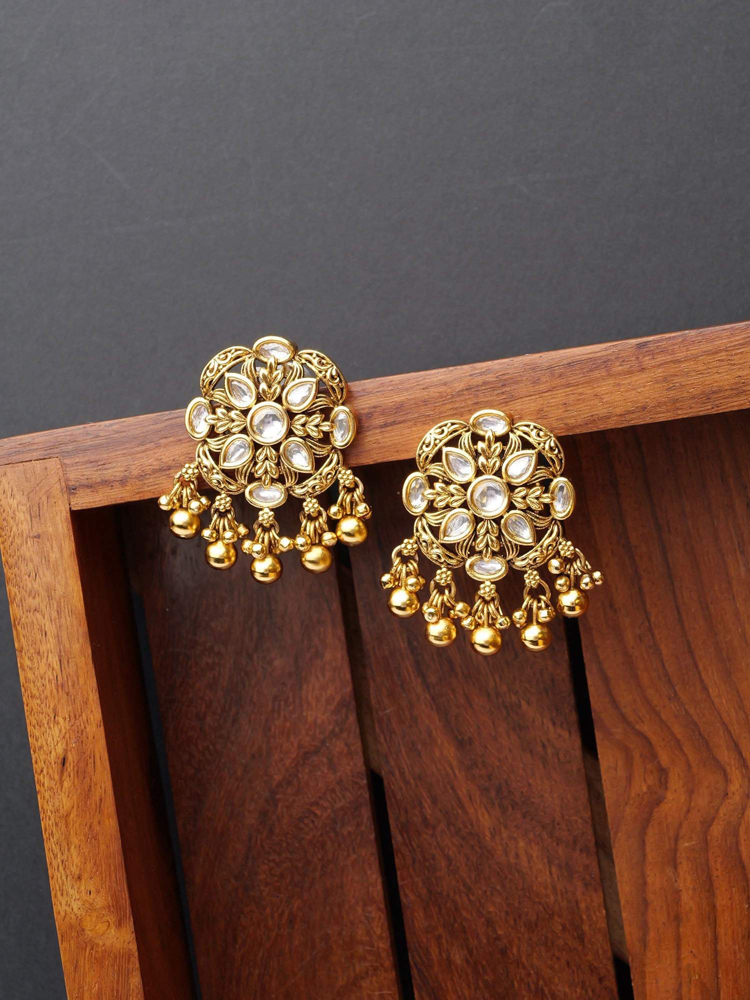 Soreya Kundan Earrings in Gold