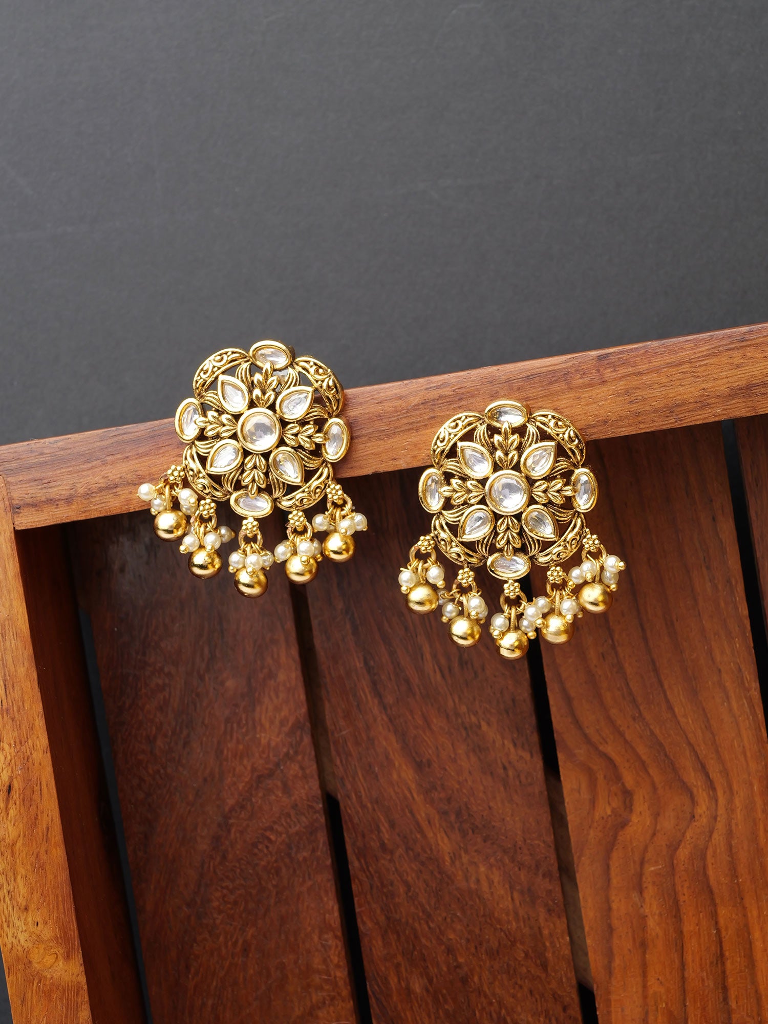 Soreya Kundan Earrings in White