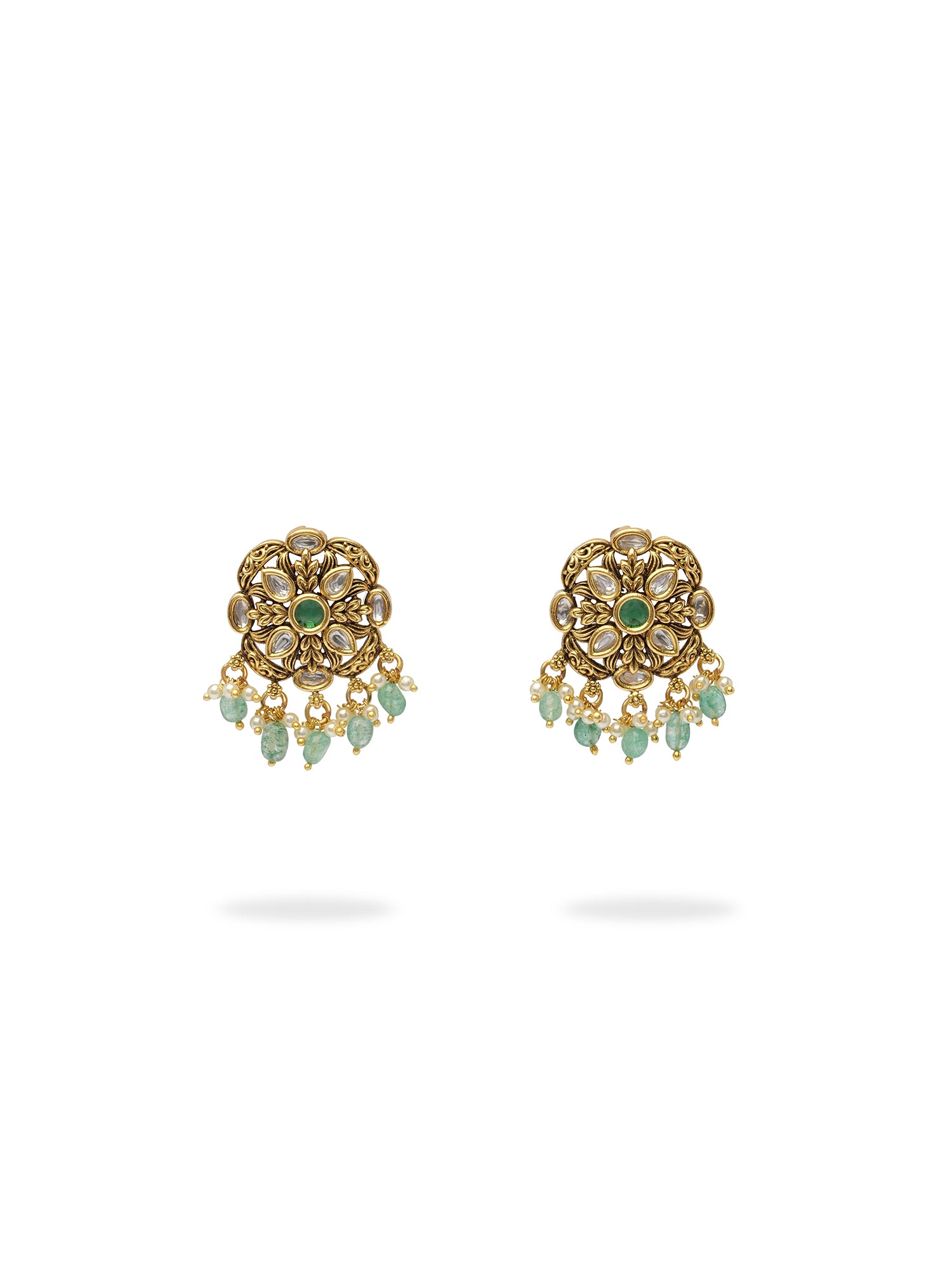 Soreya Kundan Earrings in Mint