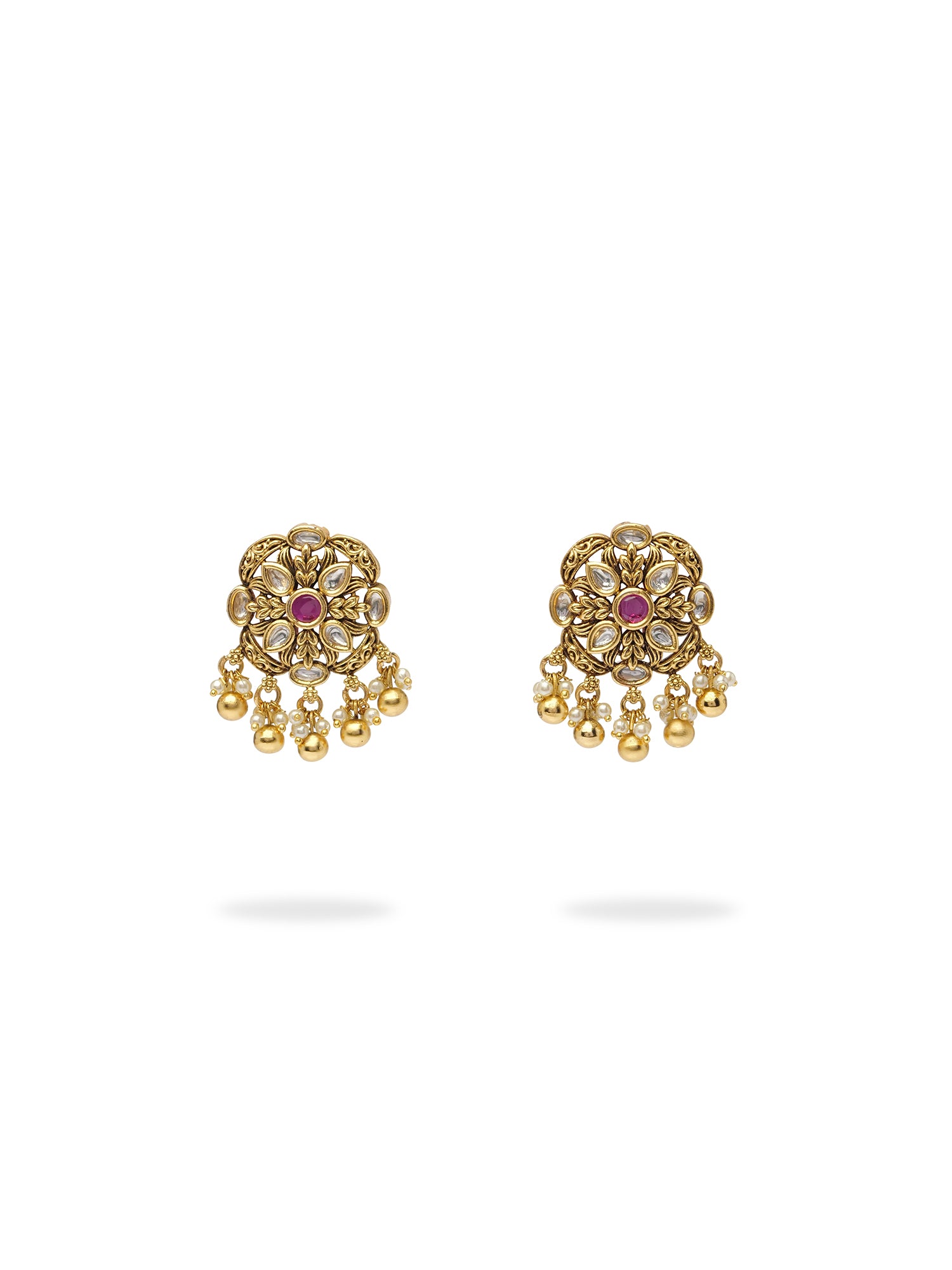 Soreya Kundan Earrings in Ruby
