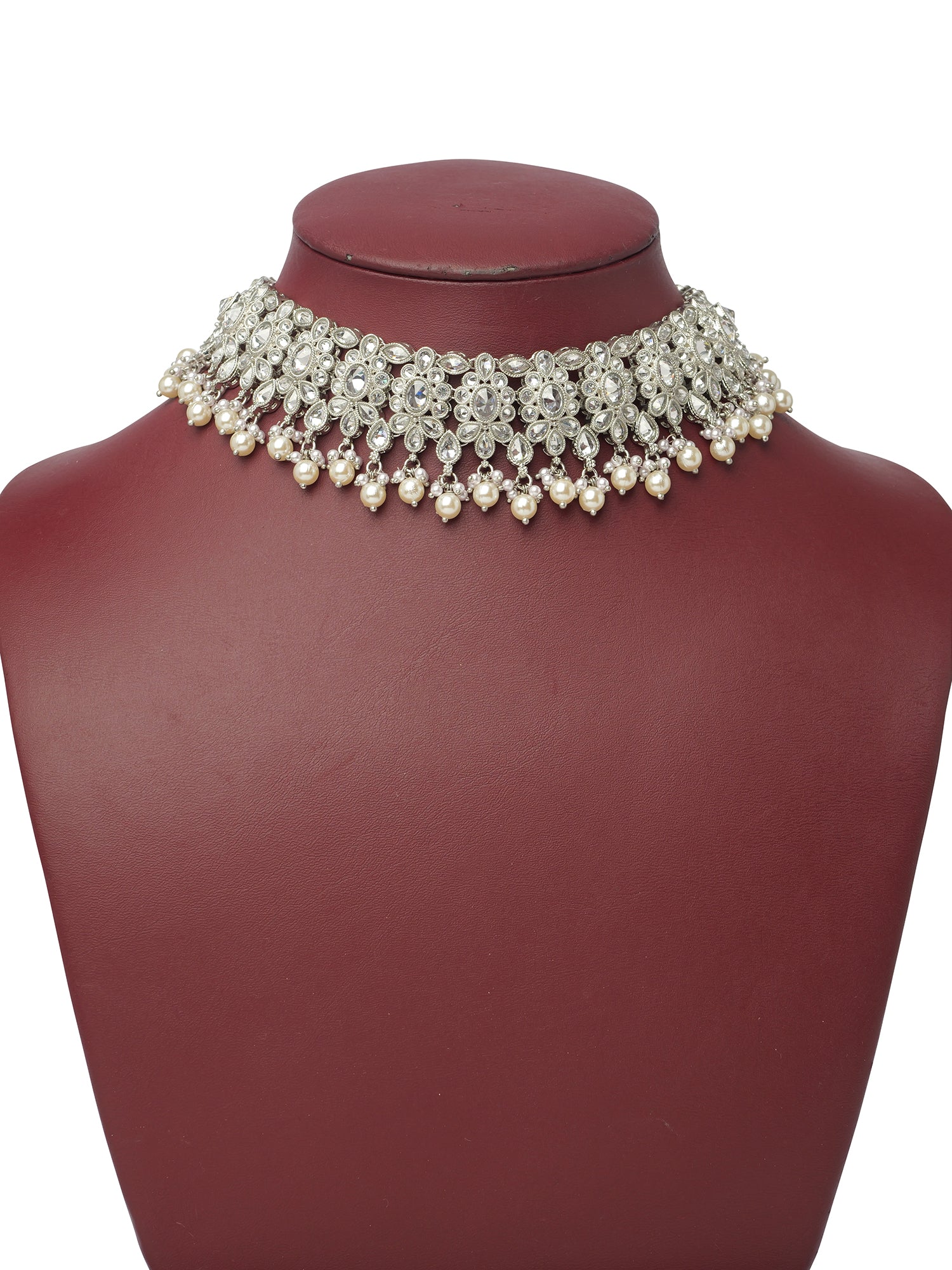 Suhani Necklace Set in Rhodium