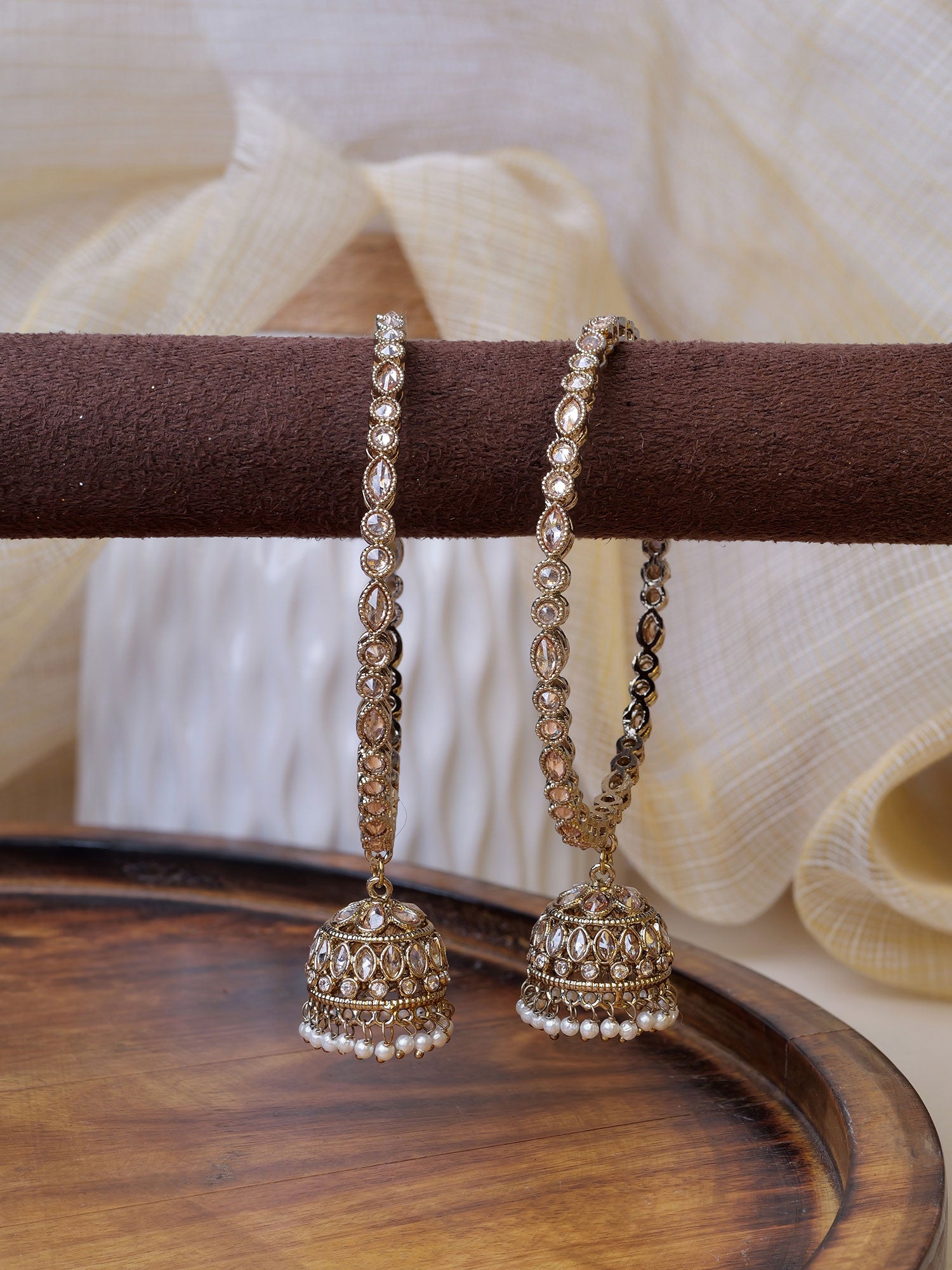 Suhani Jhumka Kada Bangles in Champagne