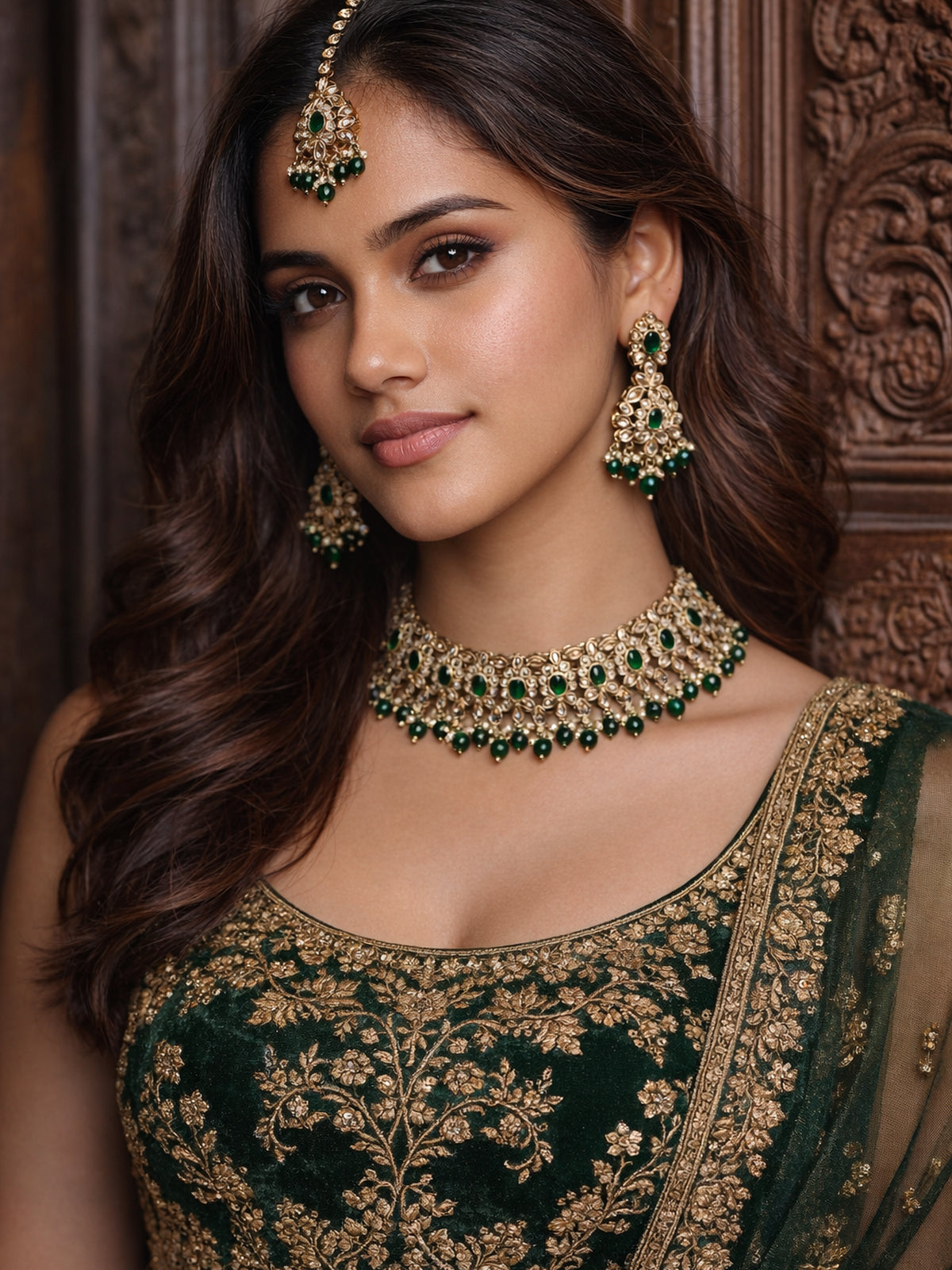 Suhani Necklace Set in Green 