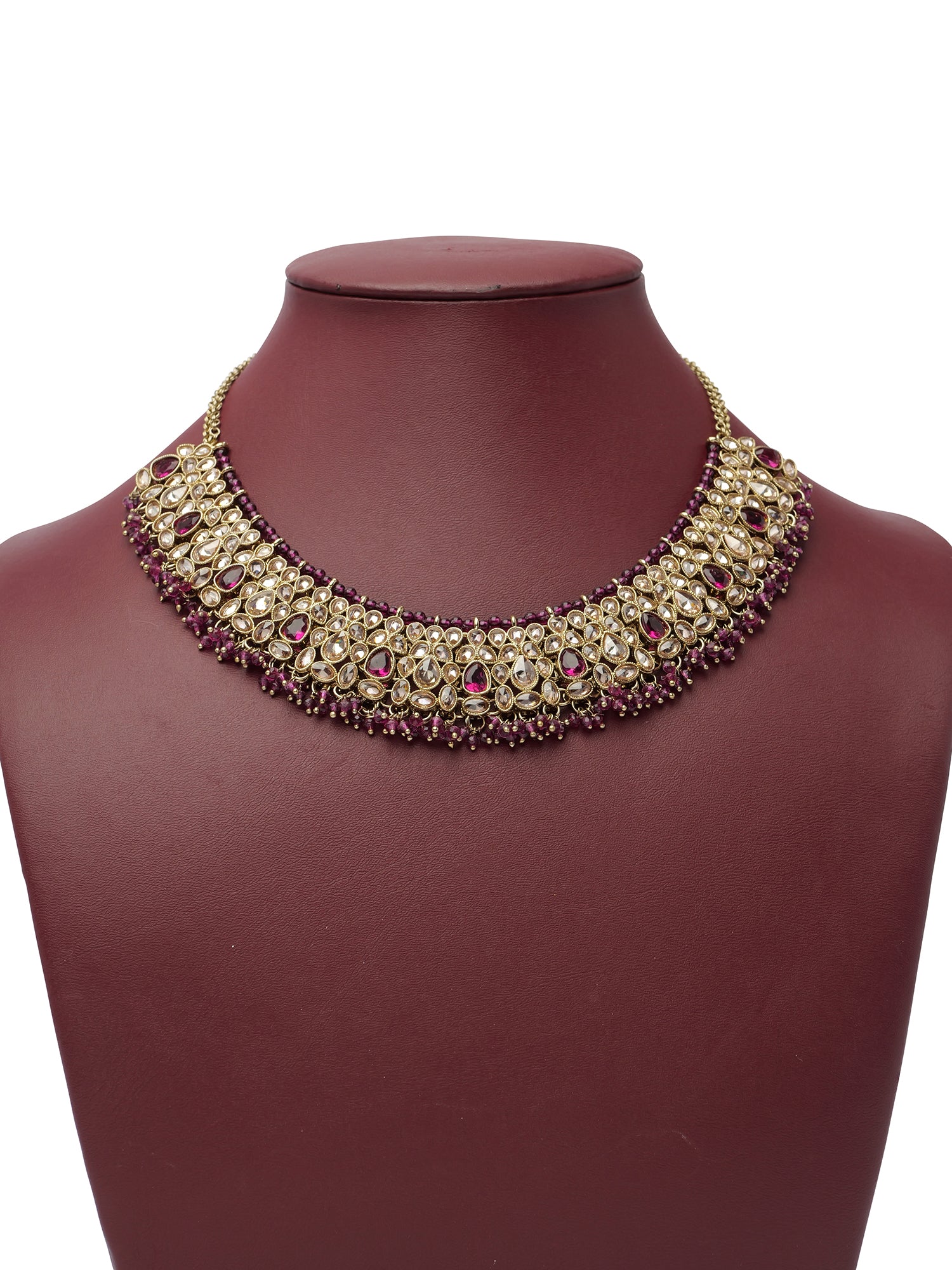 Sukhmani Cluster Necklace Set in Purple