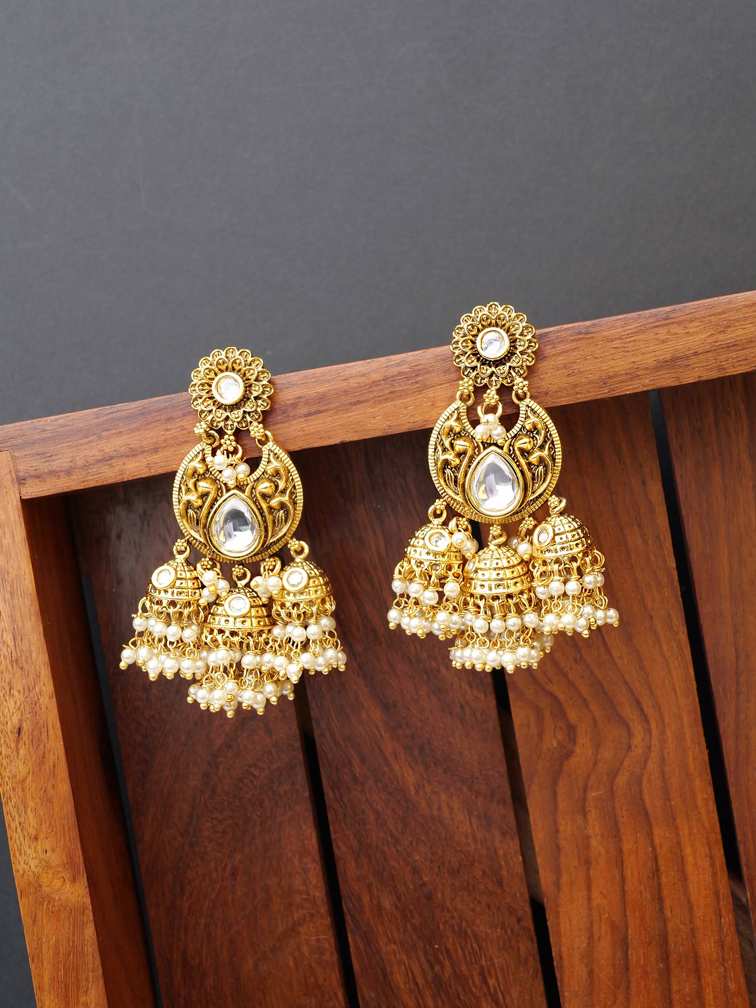 Sumana Jhumka Earrings in White