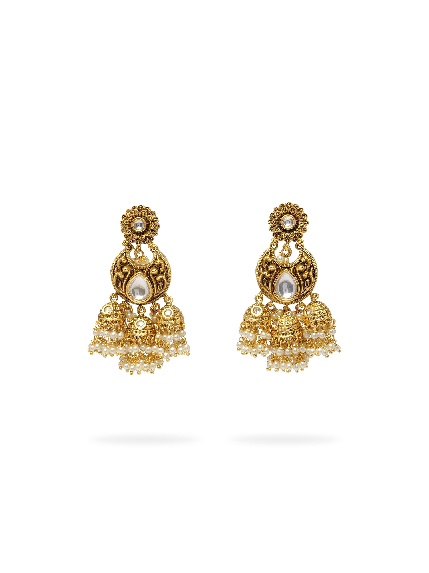 Sumana Jhumka Earrings in White