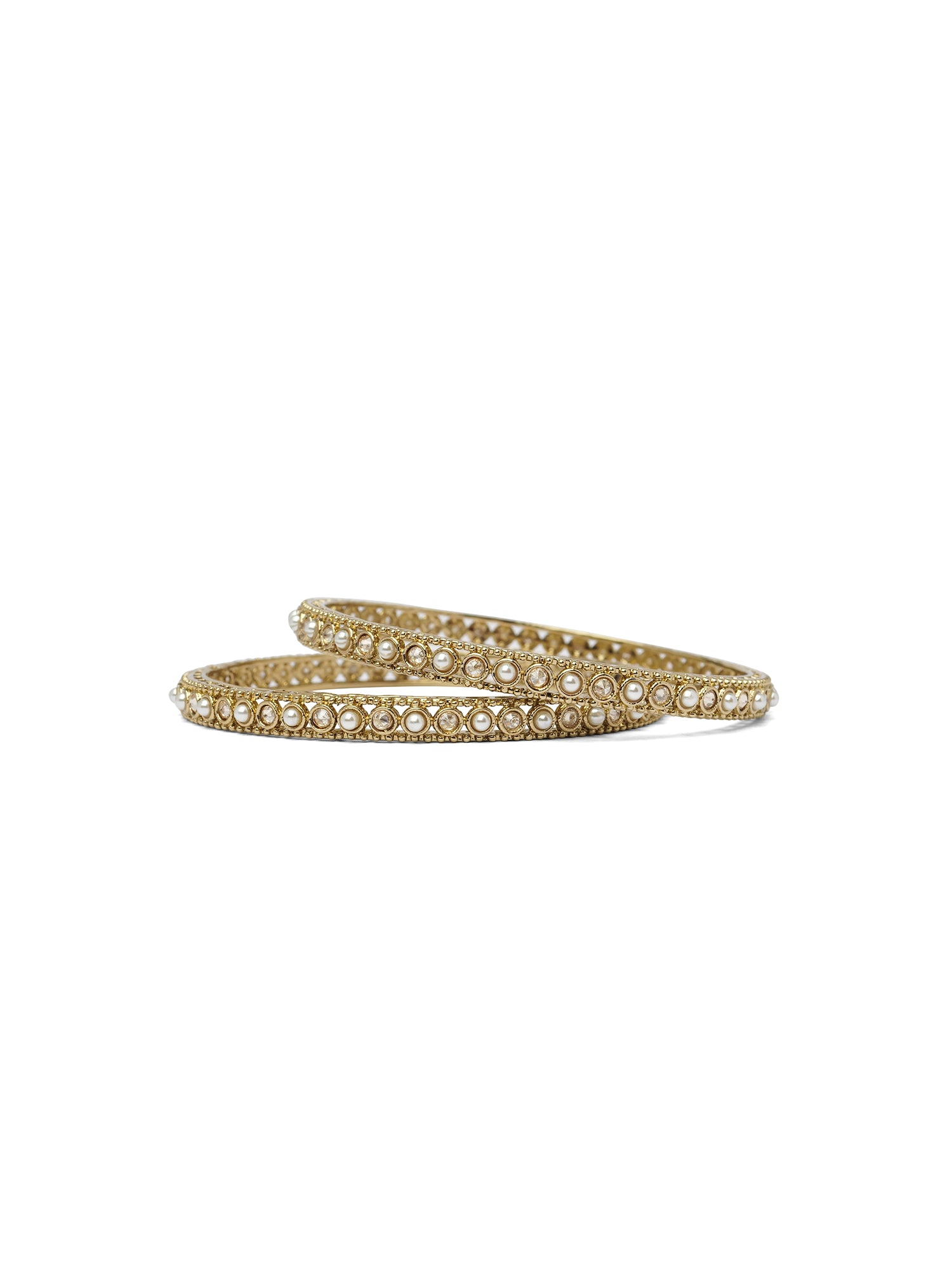 Sumitra Kada Bangles in Pearl and Champagne
