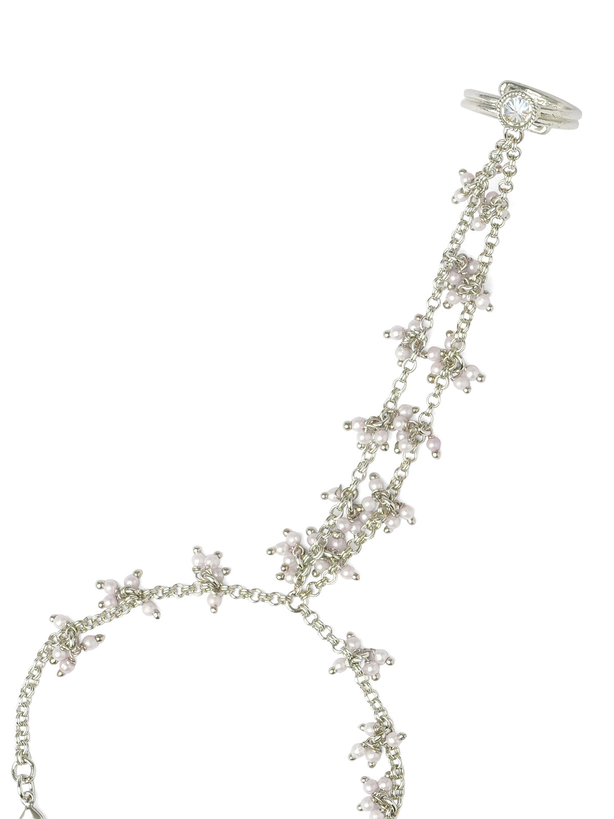 Sunaina Hand Chain in Rhodium