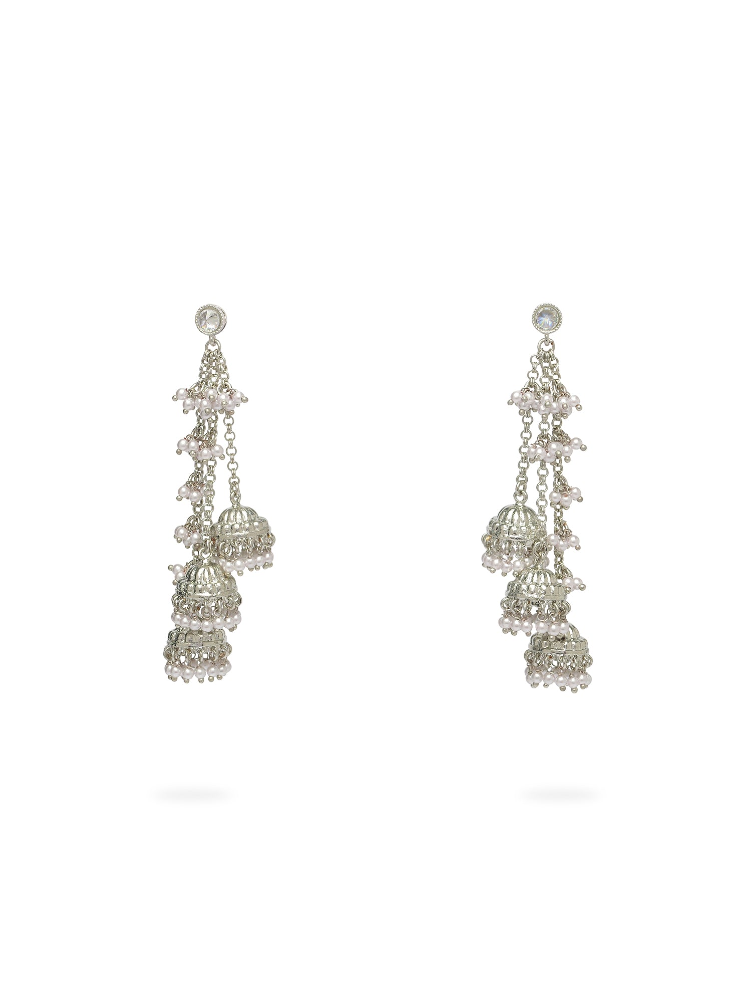 Sunaina Jhumka Earrings in Rhodium