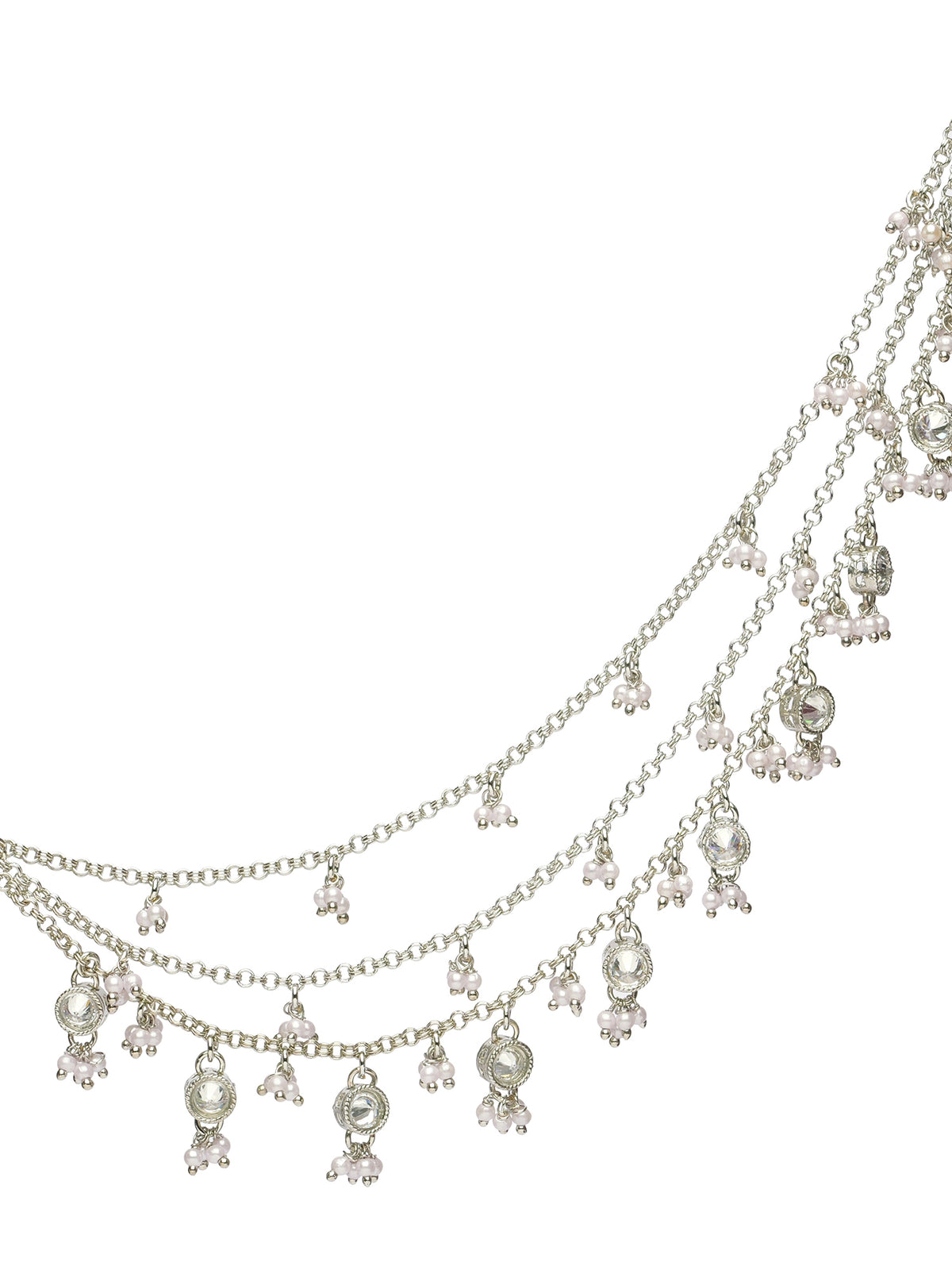 Sunaina Layered Ear Chains in Rhodium