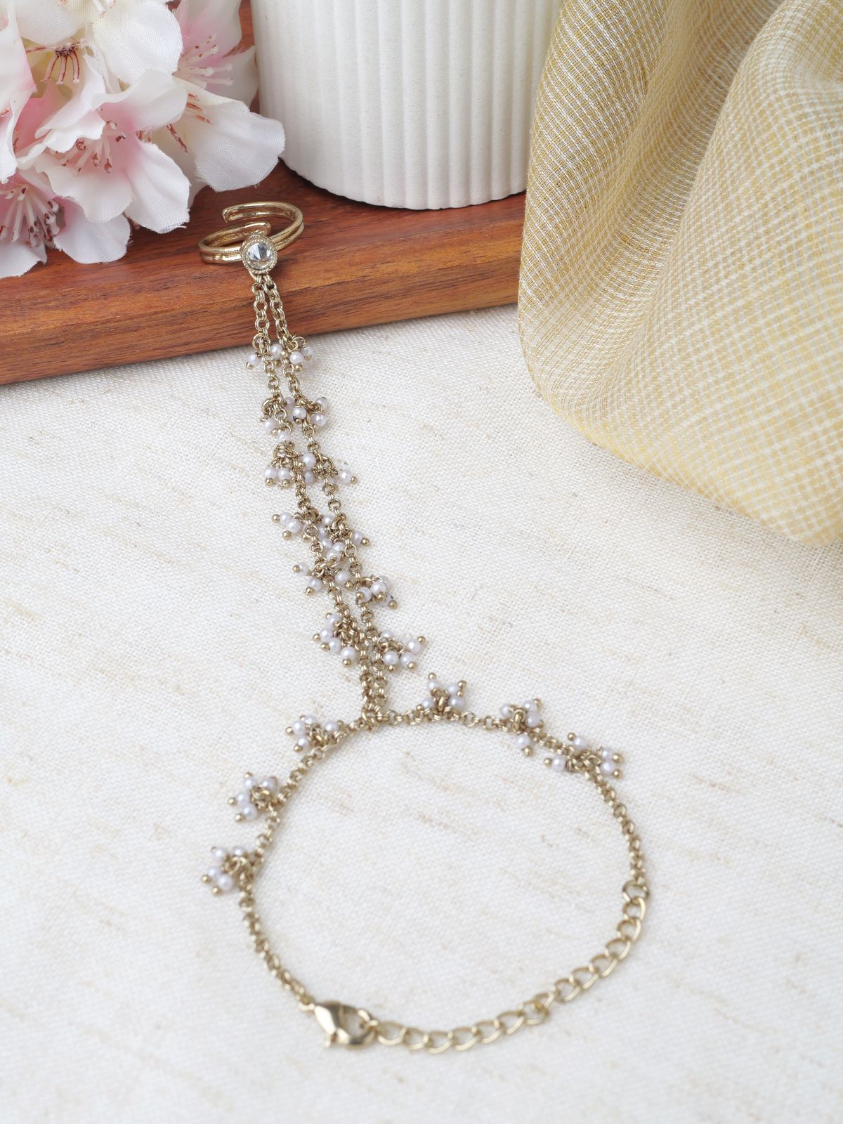 Sunaina Hand Chain in White