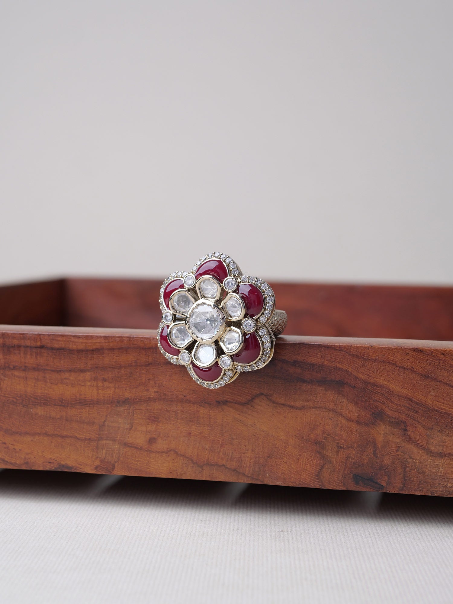 Surangi Kundan Ring in Ruby