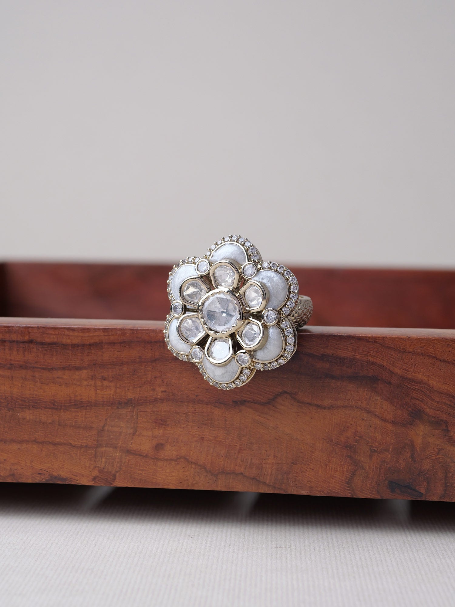 Surangi Kundan Ring in White