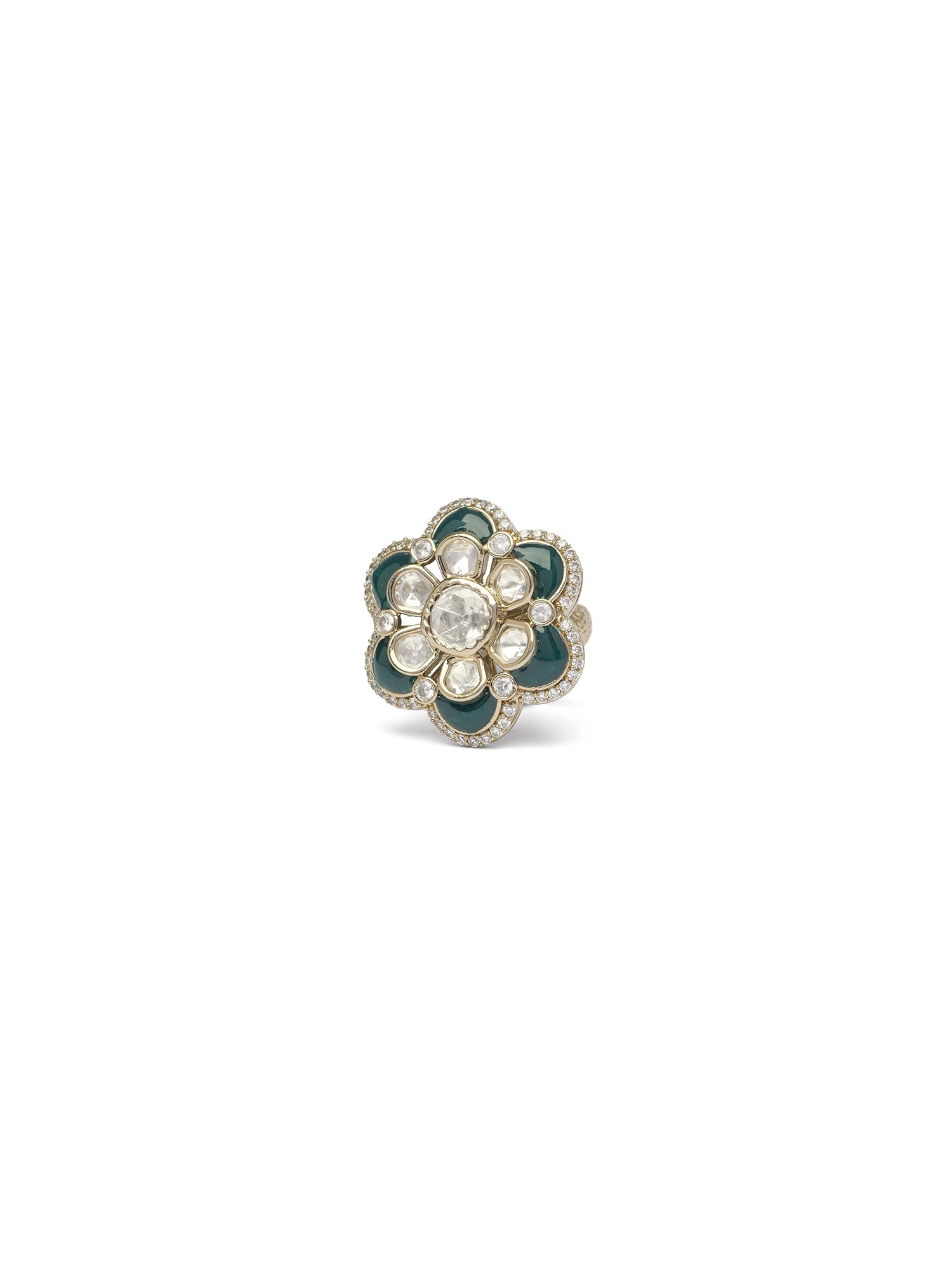 Surangi Kundan Ring in Green
