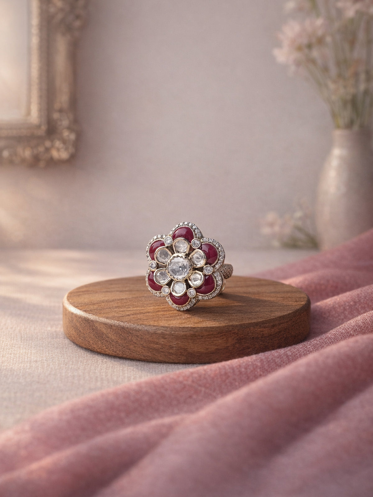 Surangi Kundan Ring in Ruby 