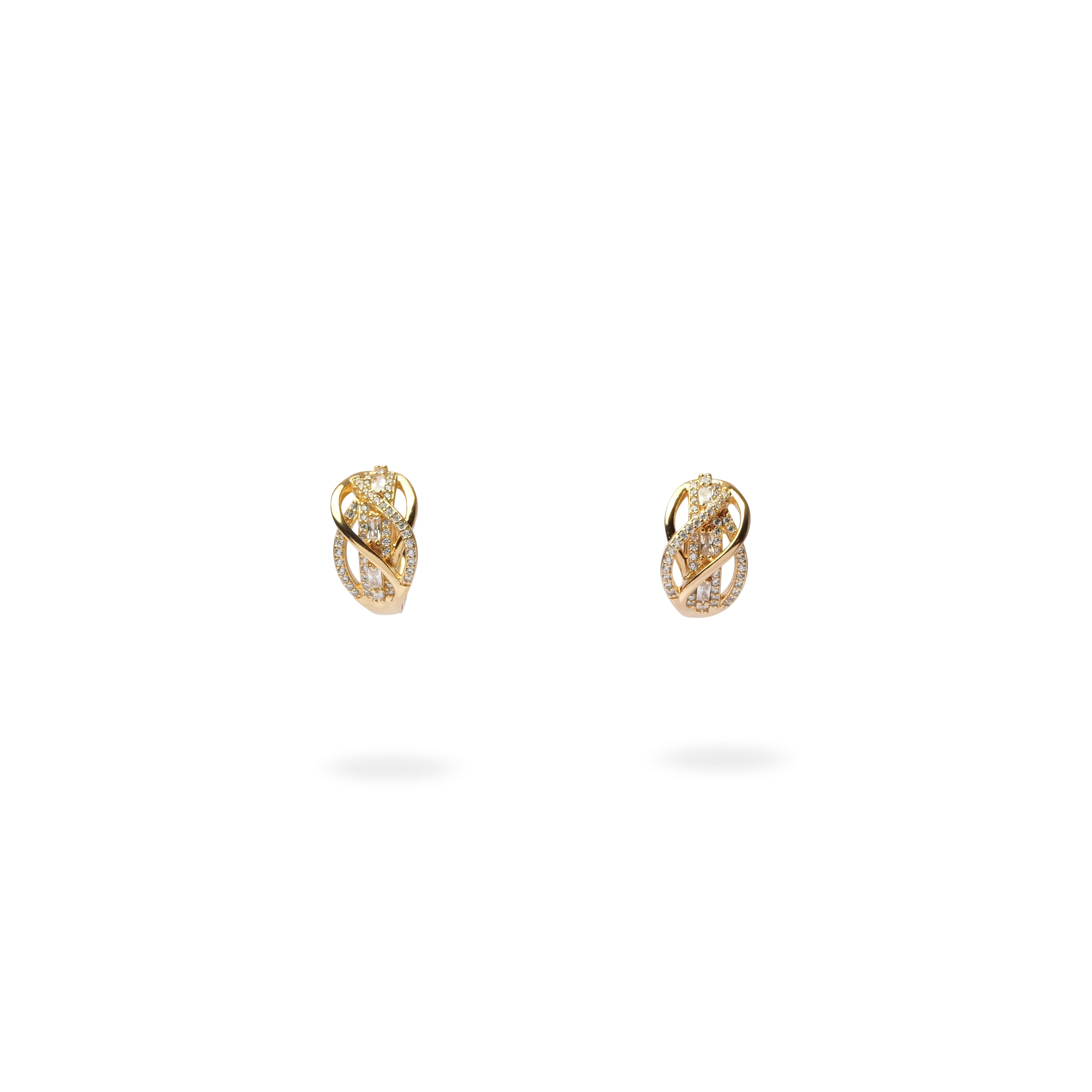 Swirl Cubic Zirconia Huggie Earrings