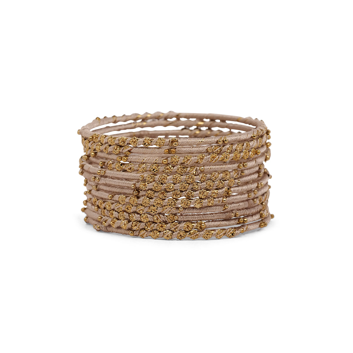 Rose Threading Set of 12 Rose Thread Bangles in Beige