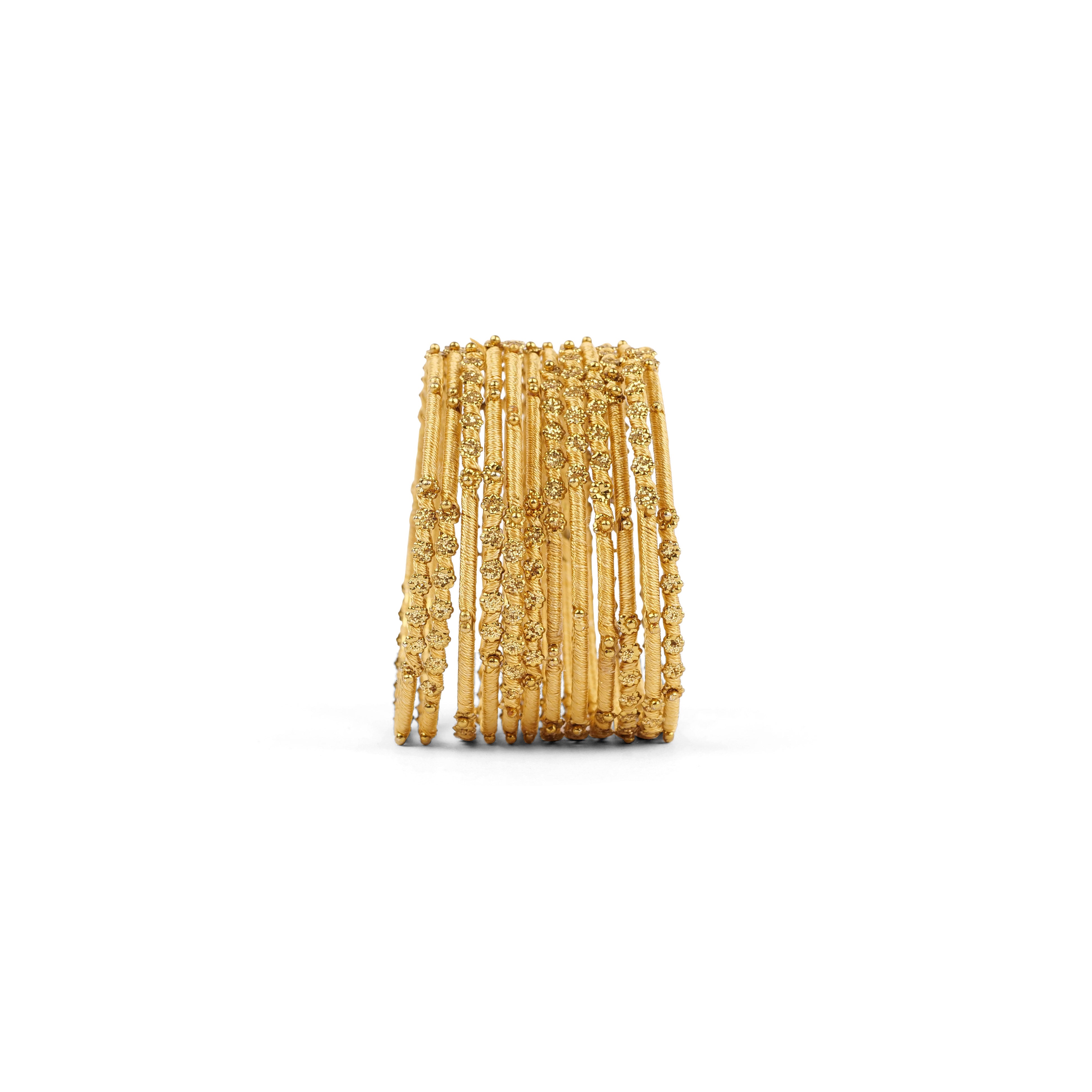 Children's Set of 12 Thread Bangles in Gold