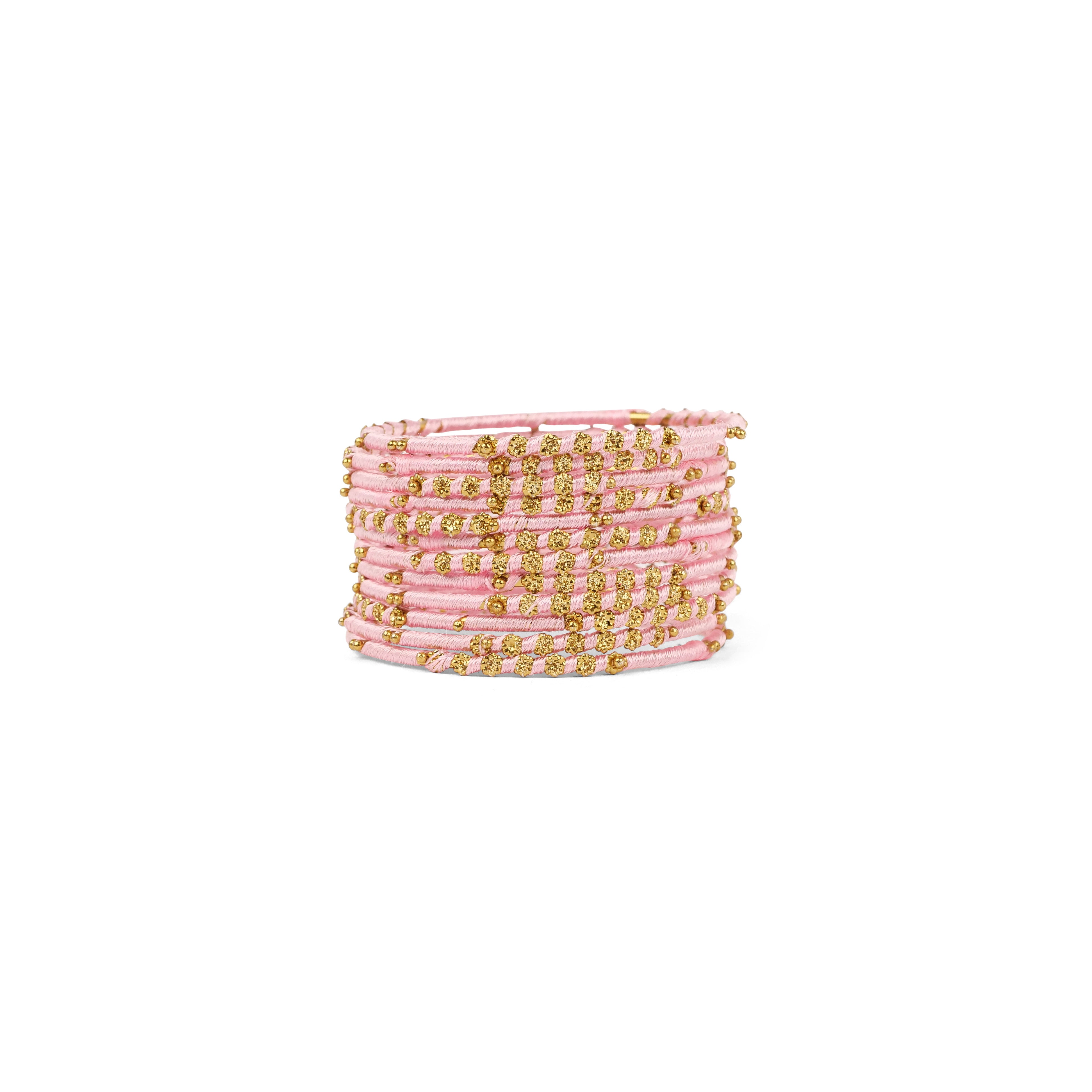 Children's Set of 12 Thread Bangles in Light Pink