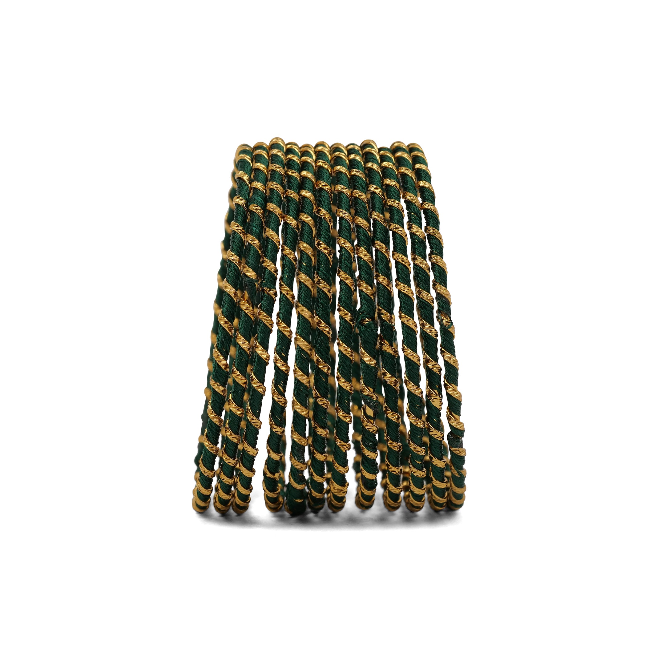 Dark Green Striped Thread Bangles