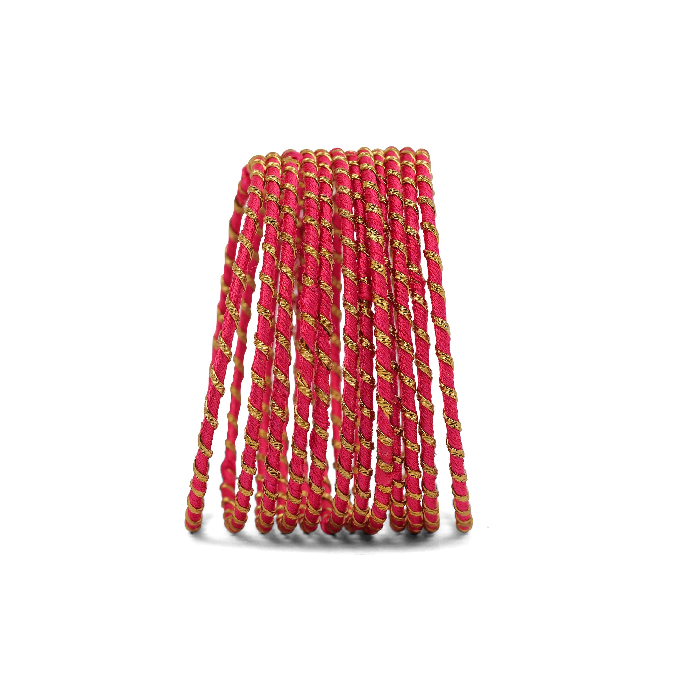 Hot Pink Striped Thread Bangles