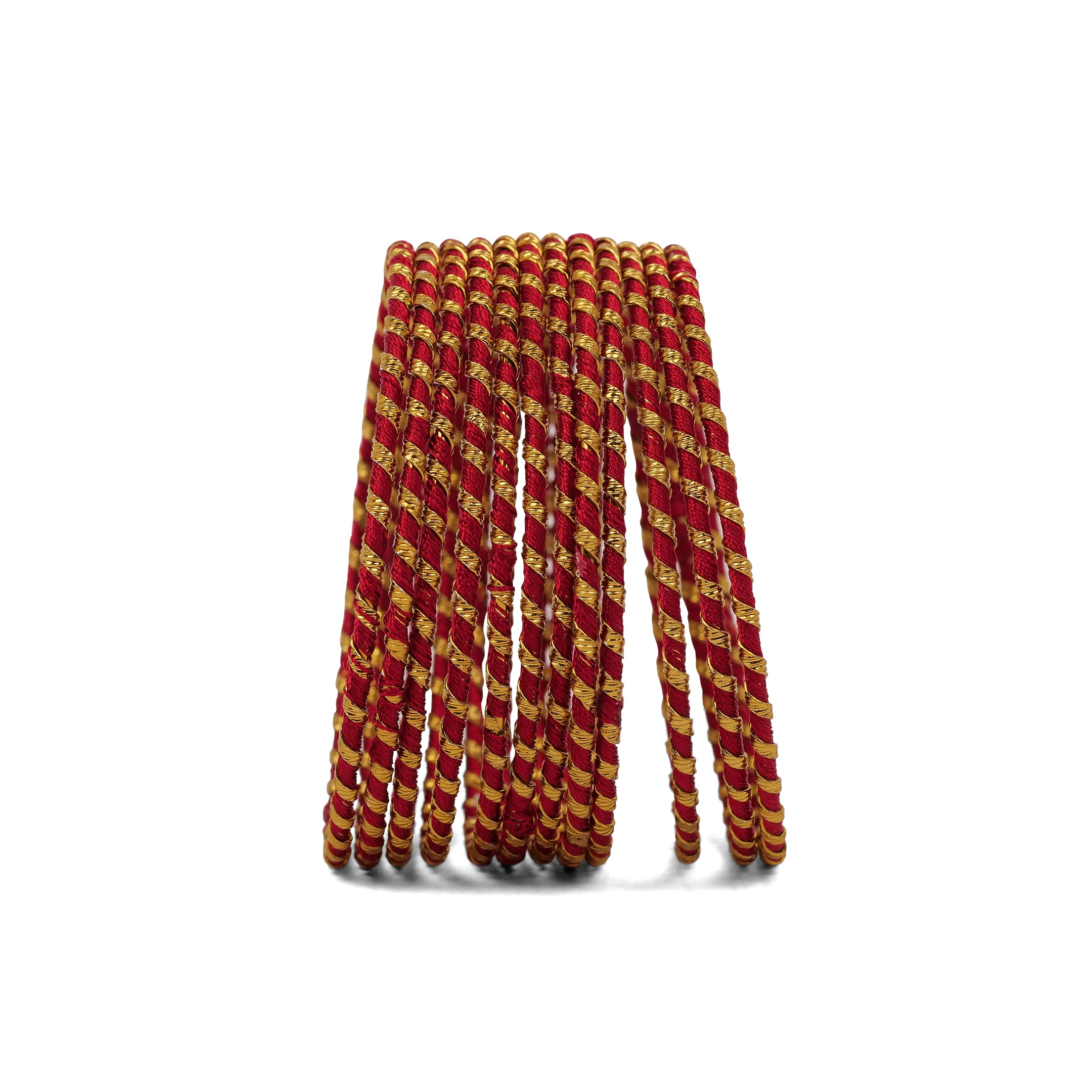 Maroon Striped Thread Bangles