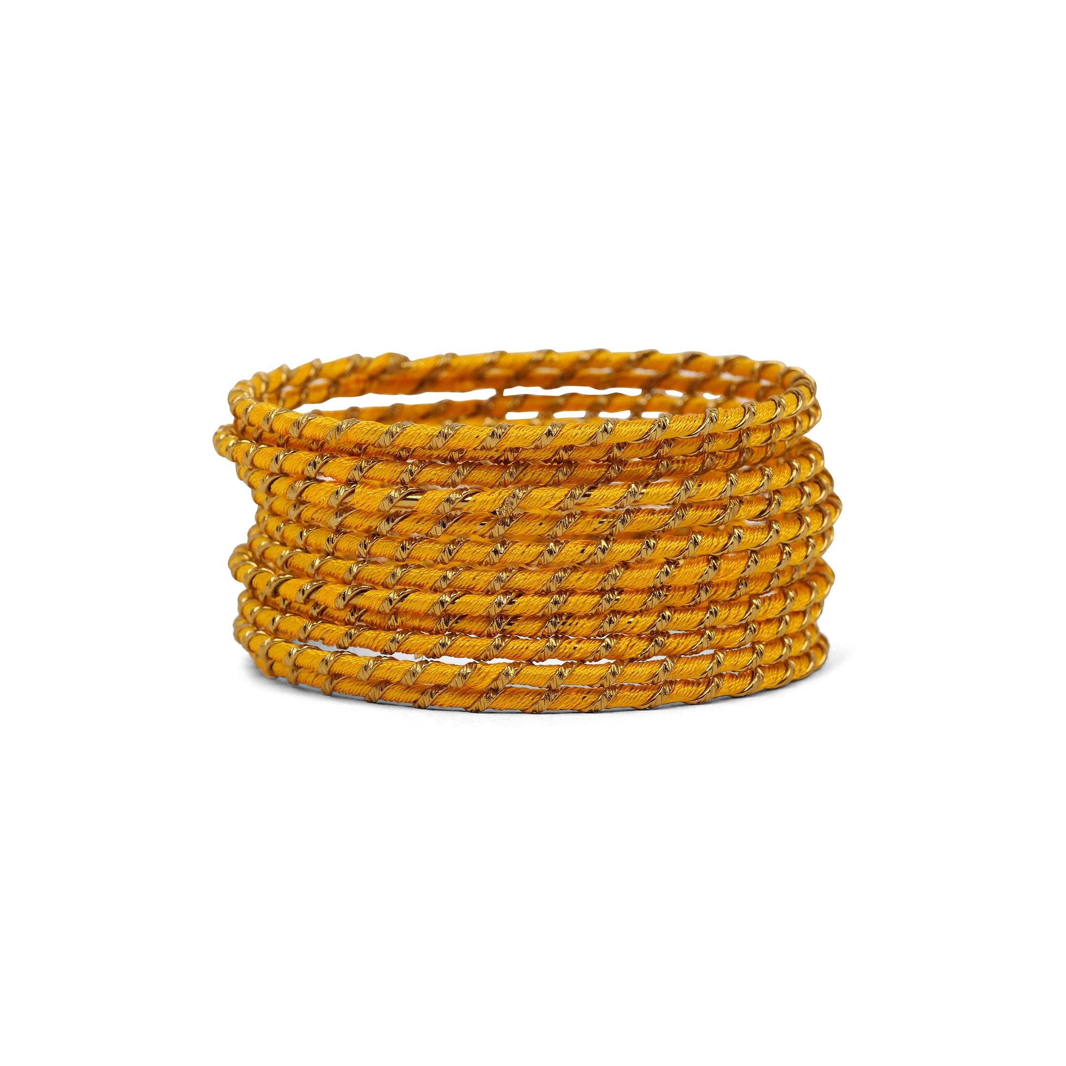 Yellow Striped Thread Bangles