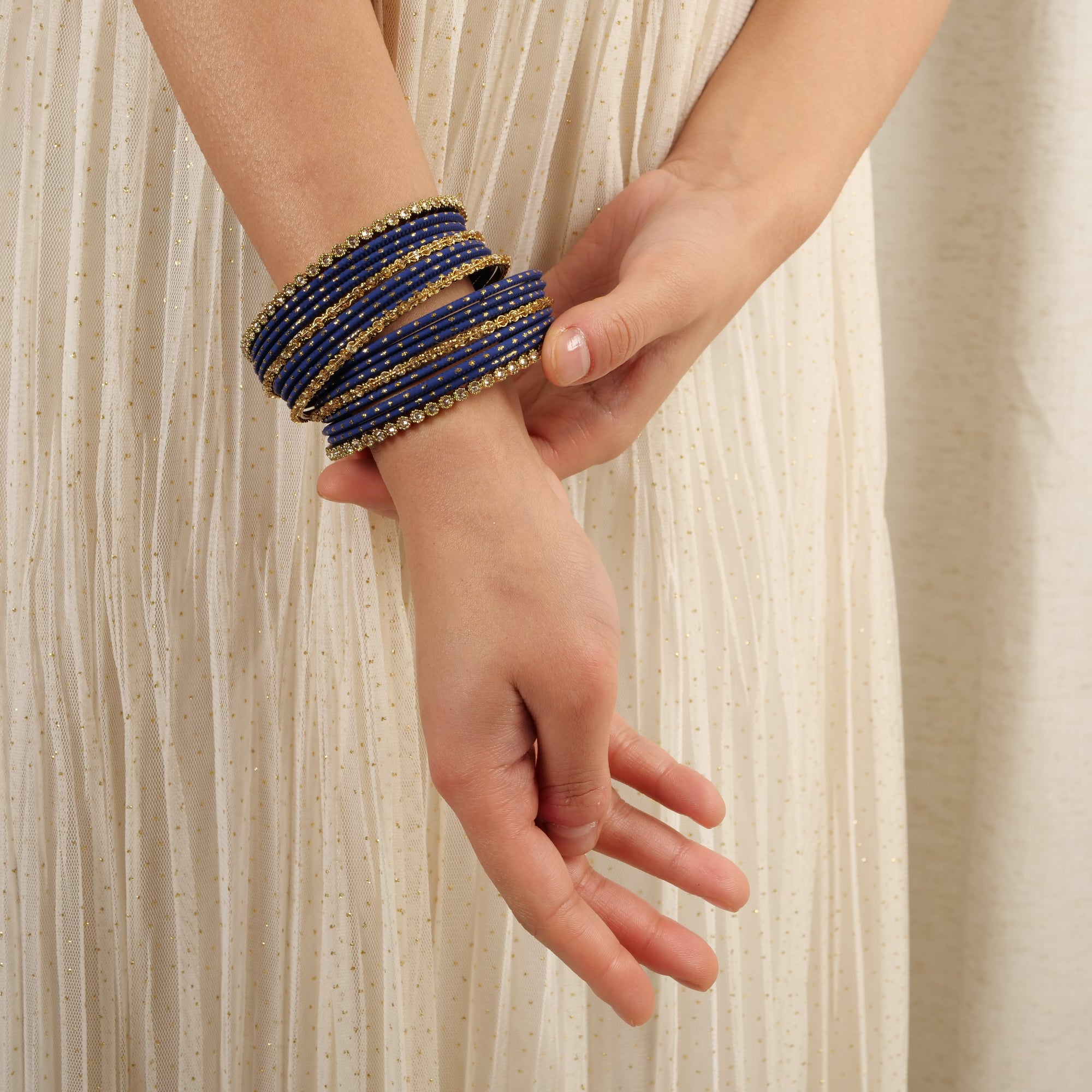Timeless Antique and Navy Bangle Set