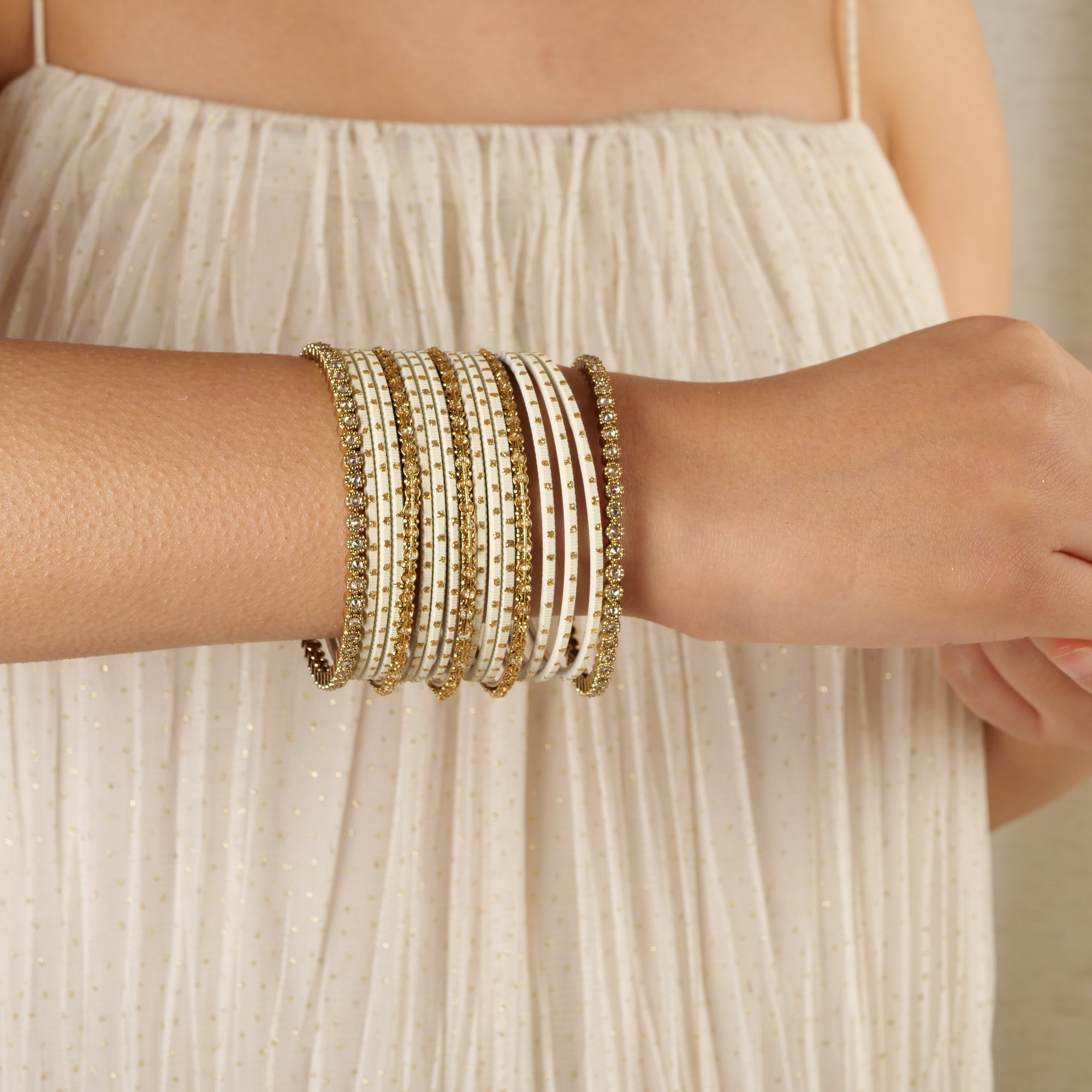 Timeless Antique and White Bangle Set